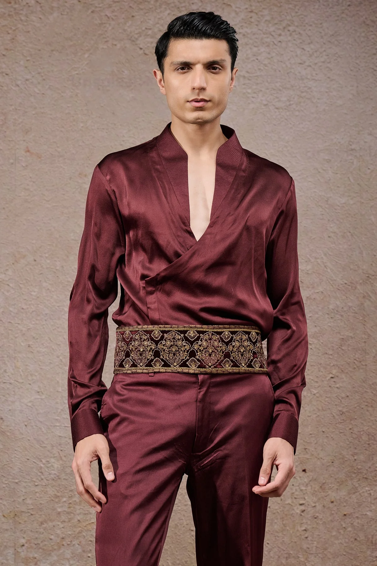 Antique Zardozi Velvet Bandhgala Set - Image 5