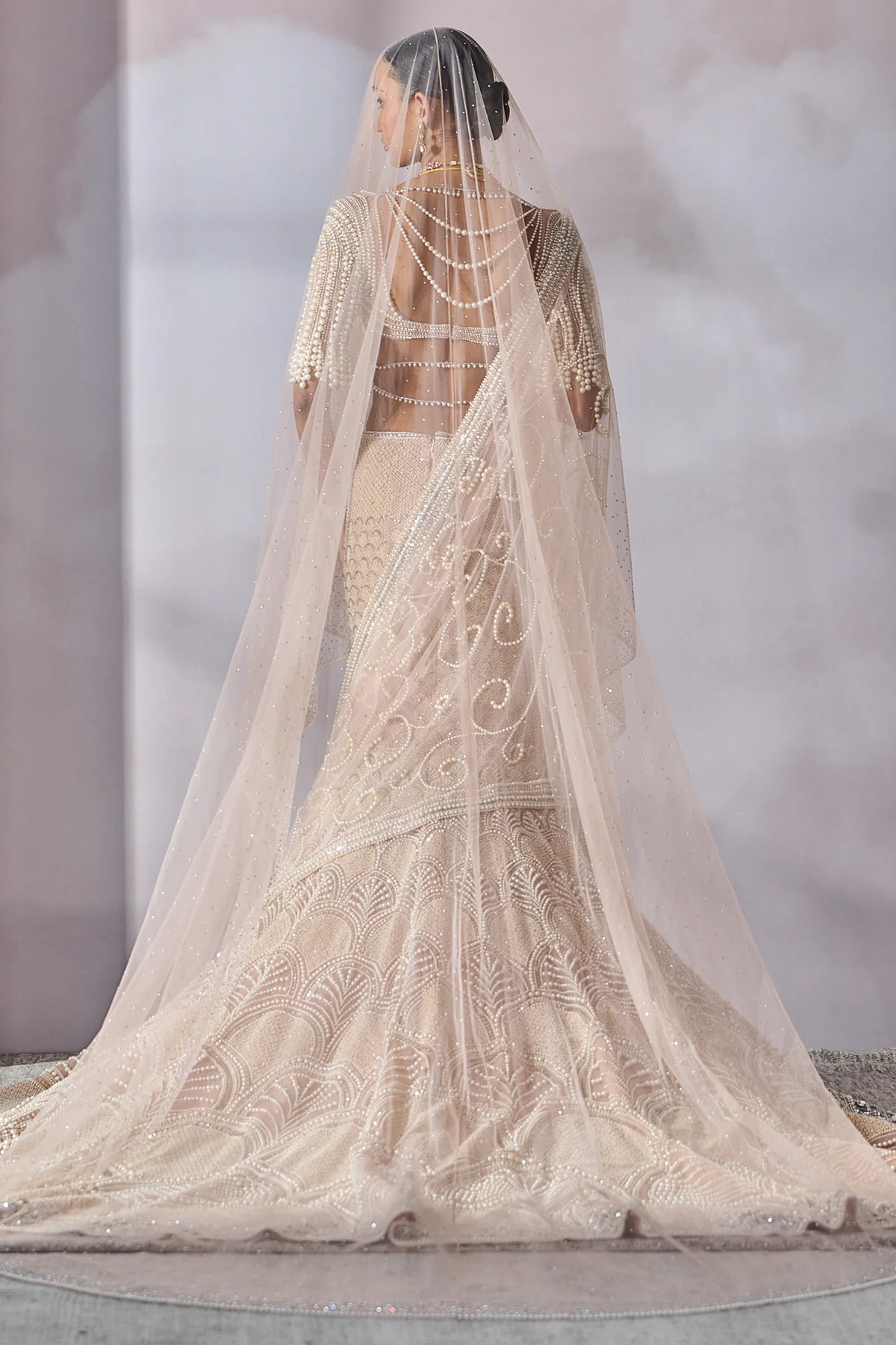 Blouse Dupatta Lehenga With Trail And Border (As Sample) Veil - Image 4