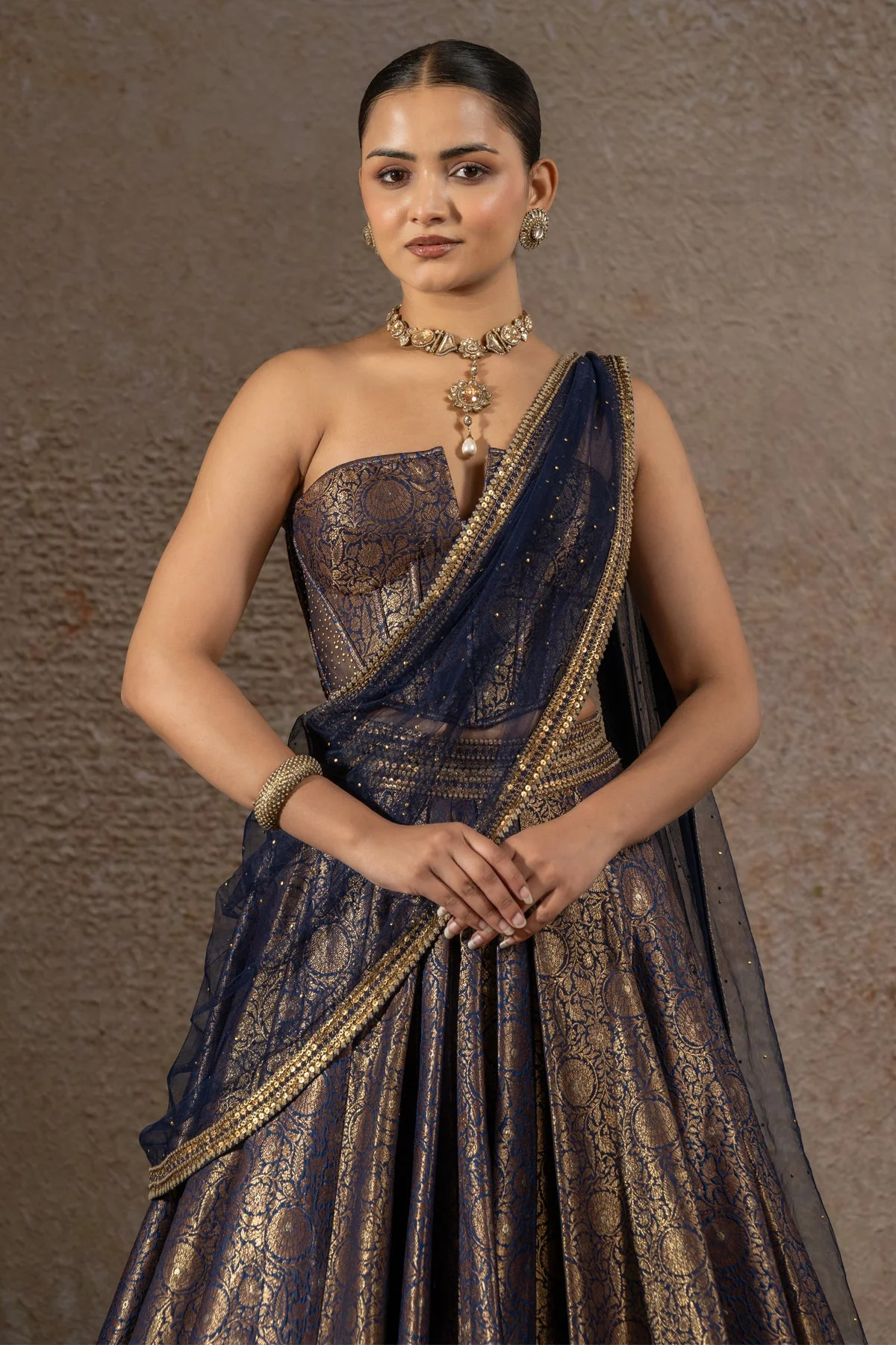 Brocade Lehenga & Corset Set - Image 3