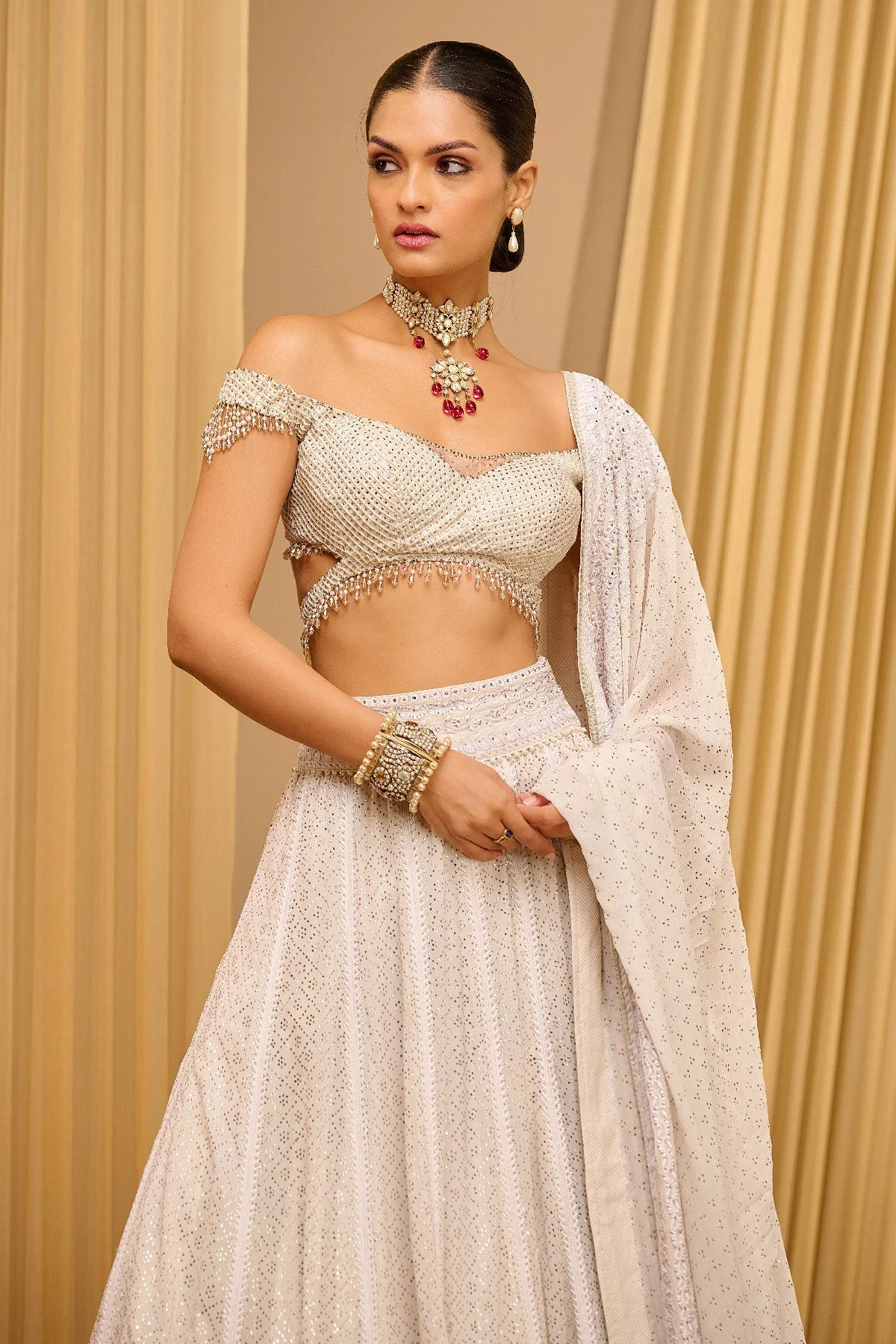 Chikankari And Mukaish Lehenga - Image 5
