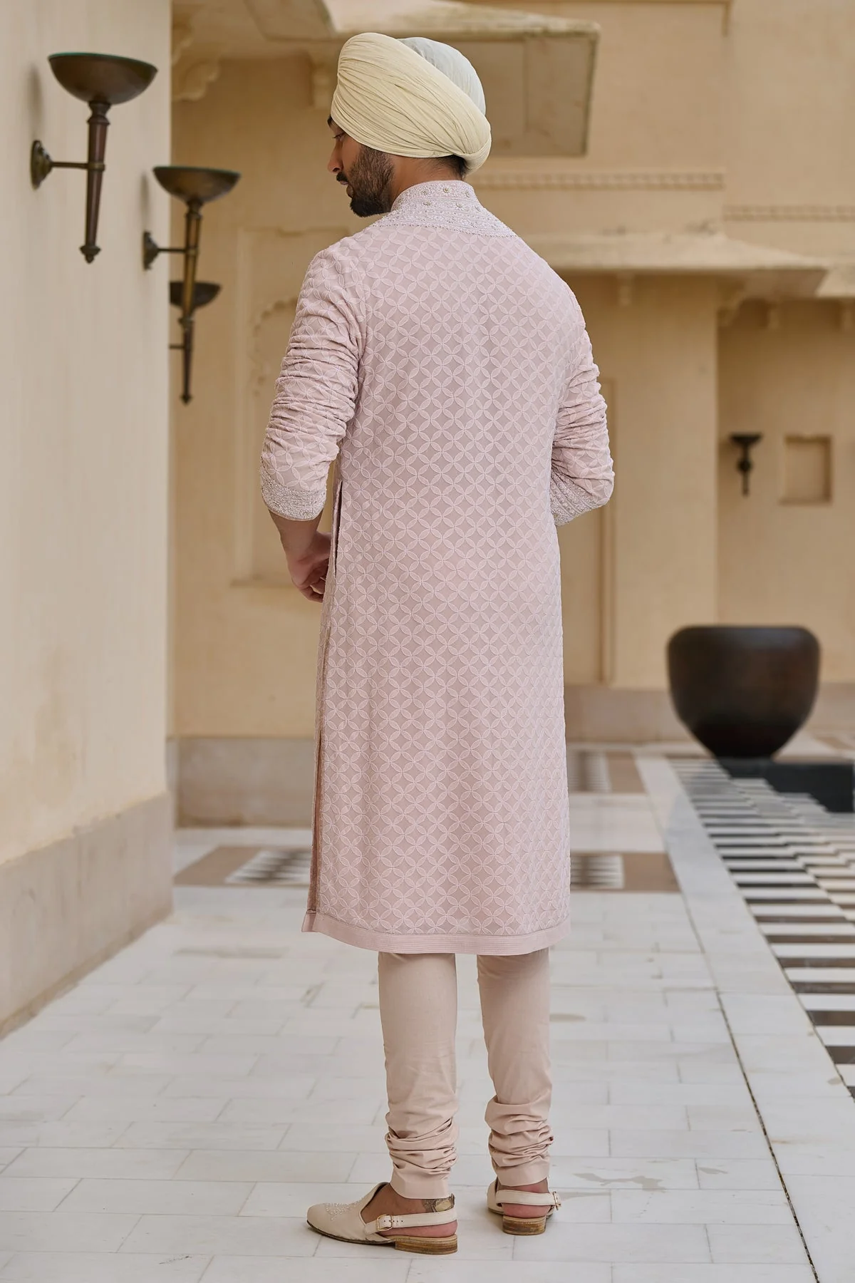 Chikankari Kurta Set with Pearl Detailing - Image 4