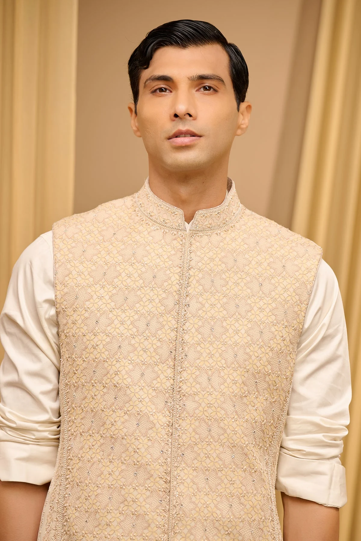 Chikankari Waistcoat Set - Image 3