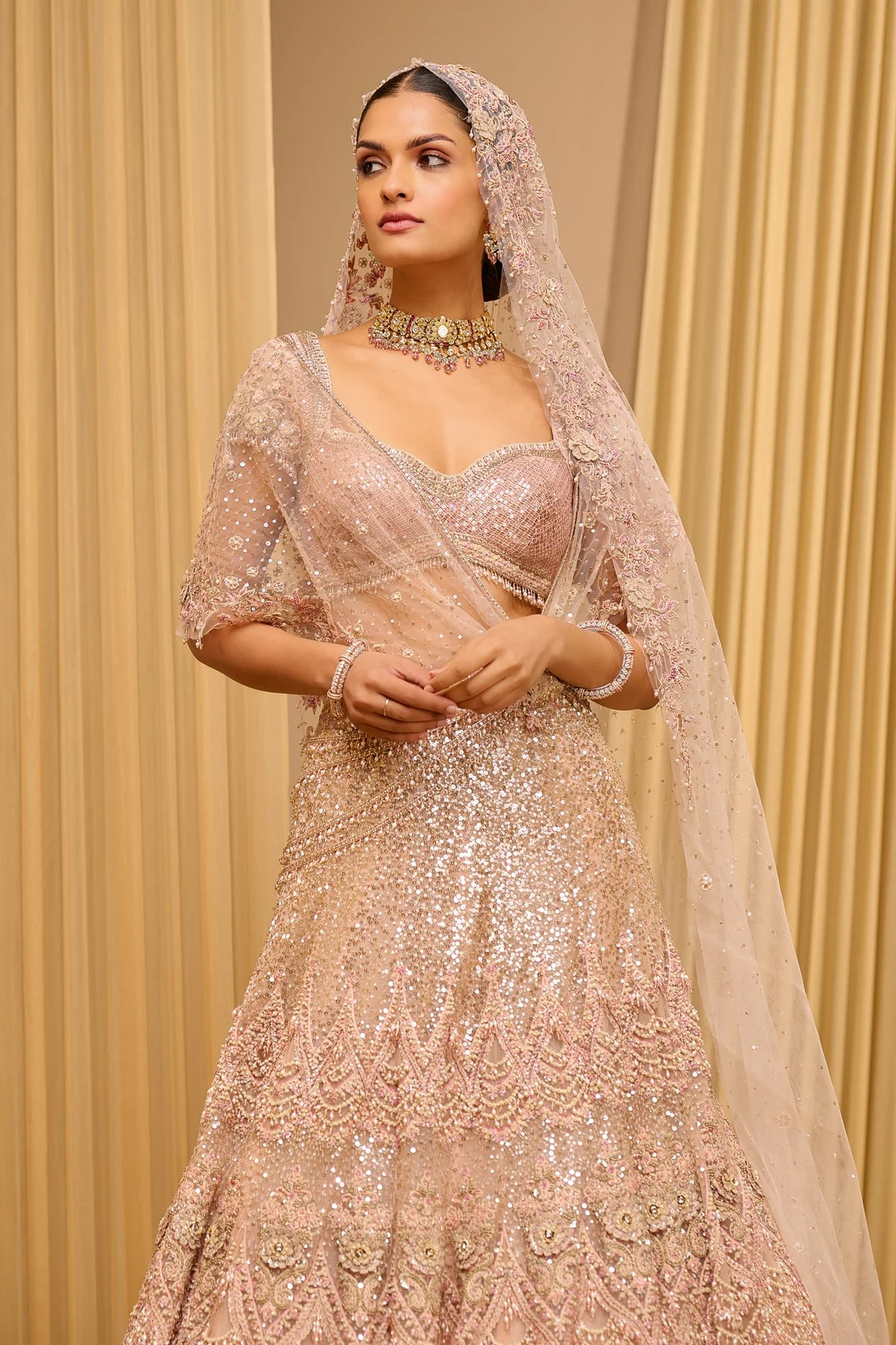 Classic Floral Embroidered Lehenga - Image 4