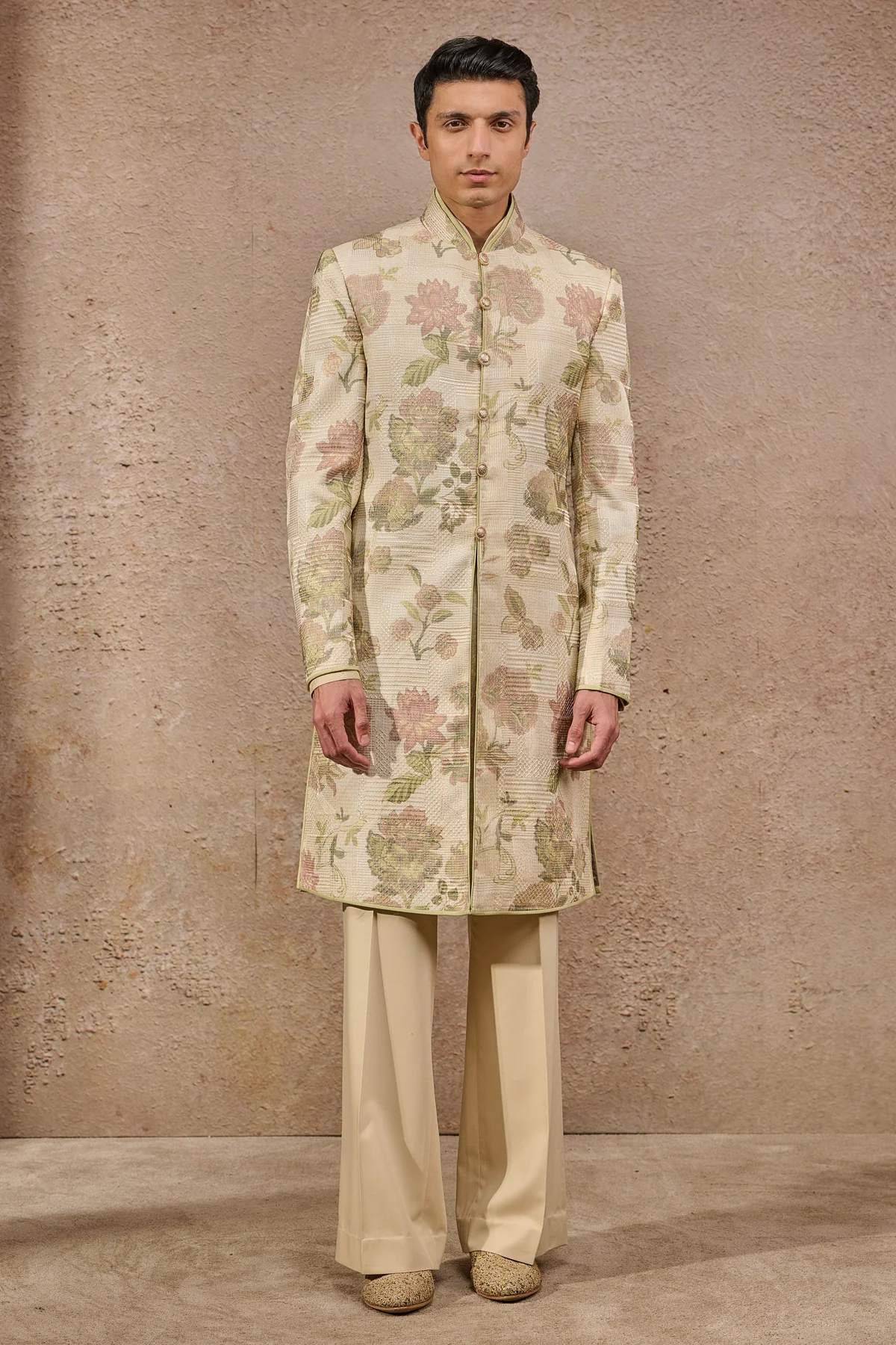 Classic Floral Motif Sherwani - Image 4