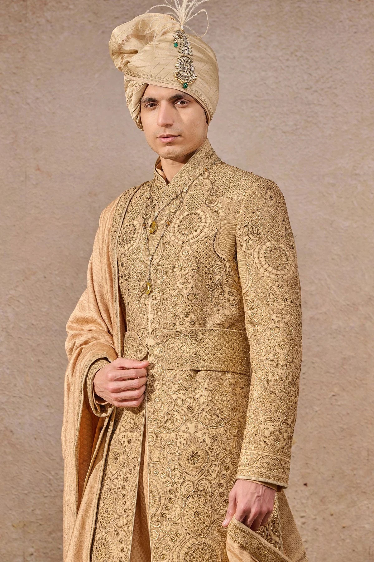 Classic Groom Hand Embroidered Sherwani - Image 2