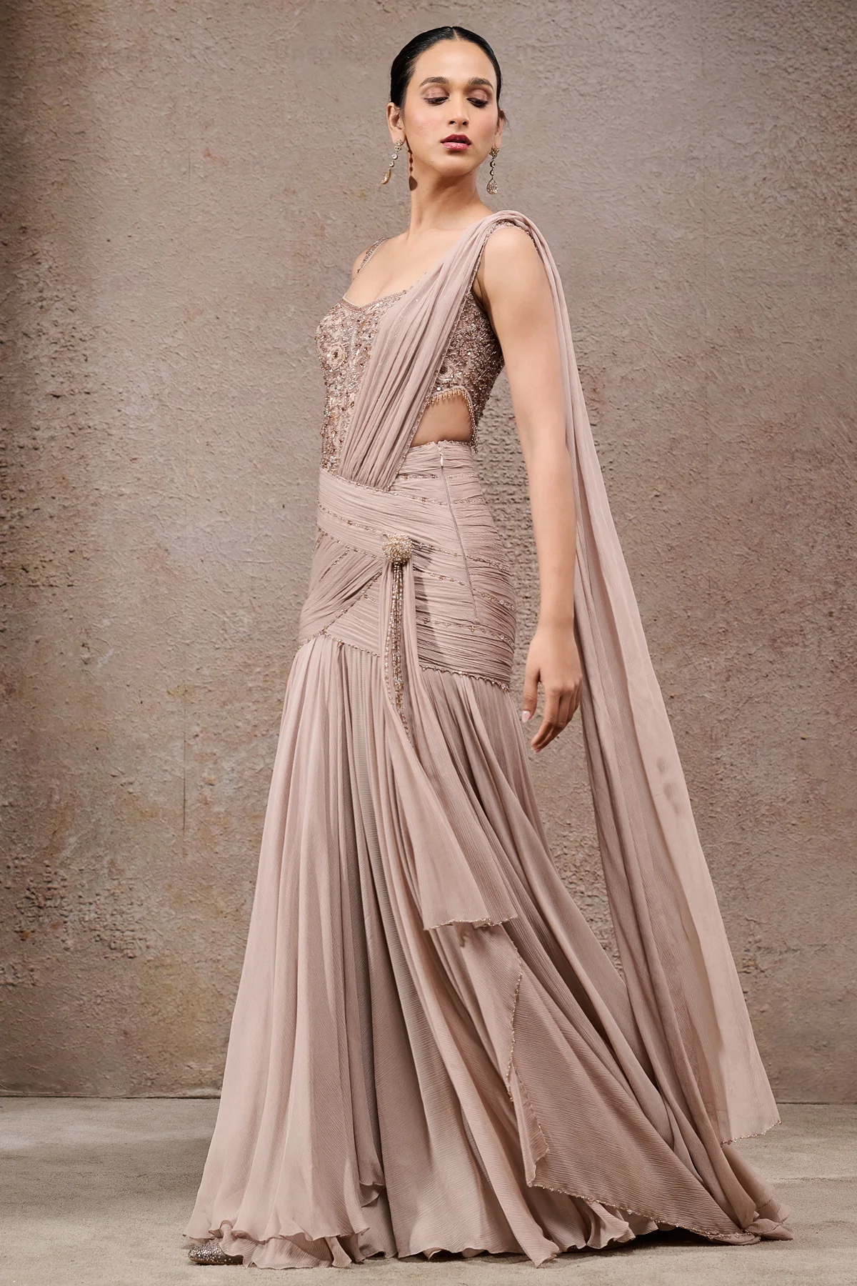 Concept Saree With Embroidered Bodysuit - Image 2