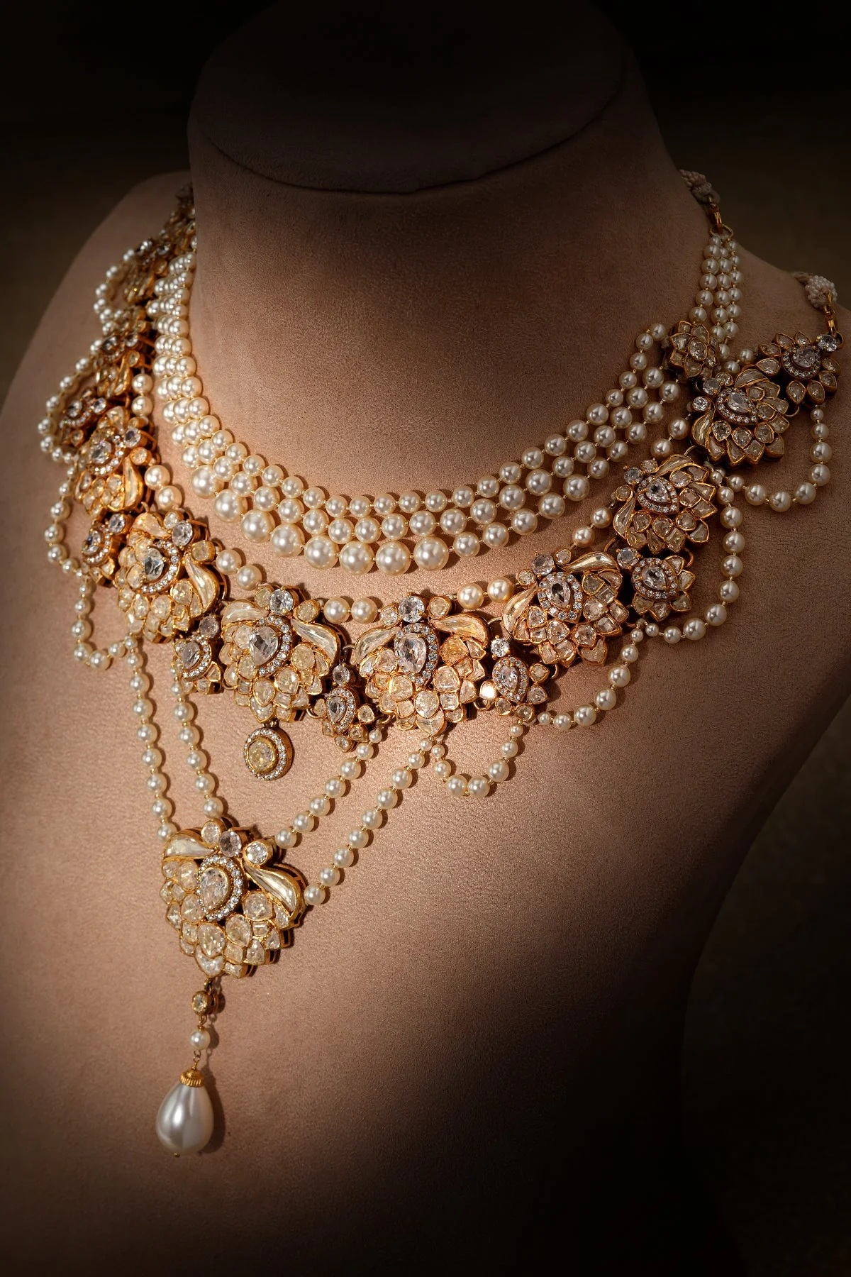 Draped Pearl Crystal Neckpiece - Image 6