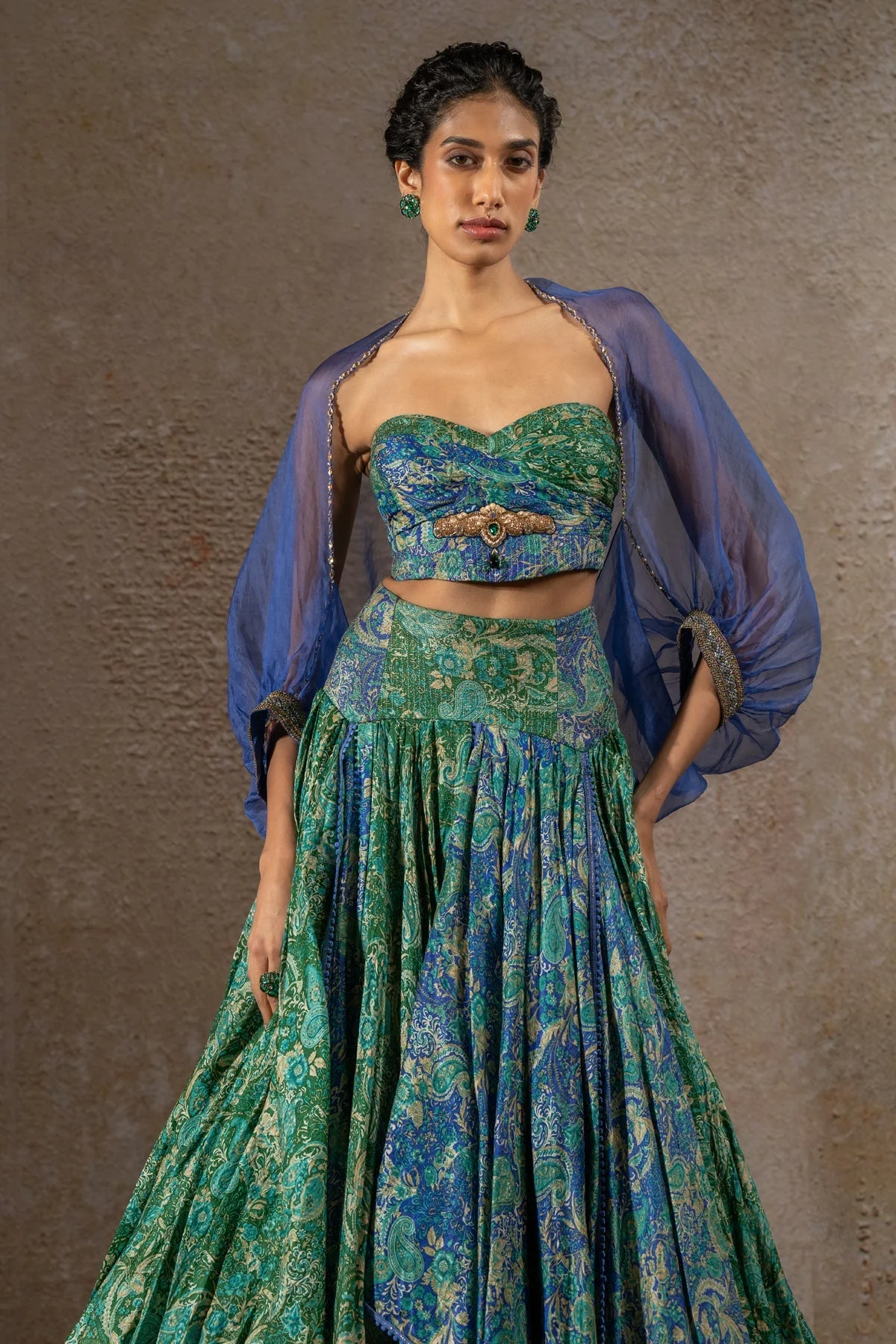 Draped Textile Lehenga - Image 3