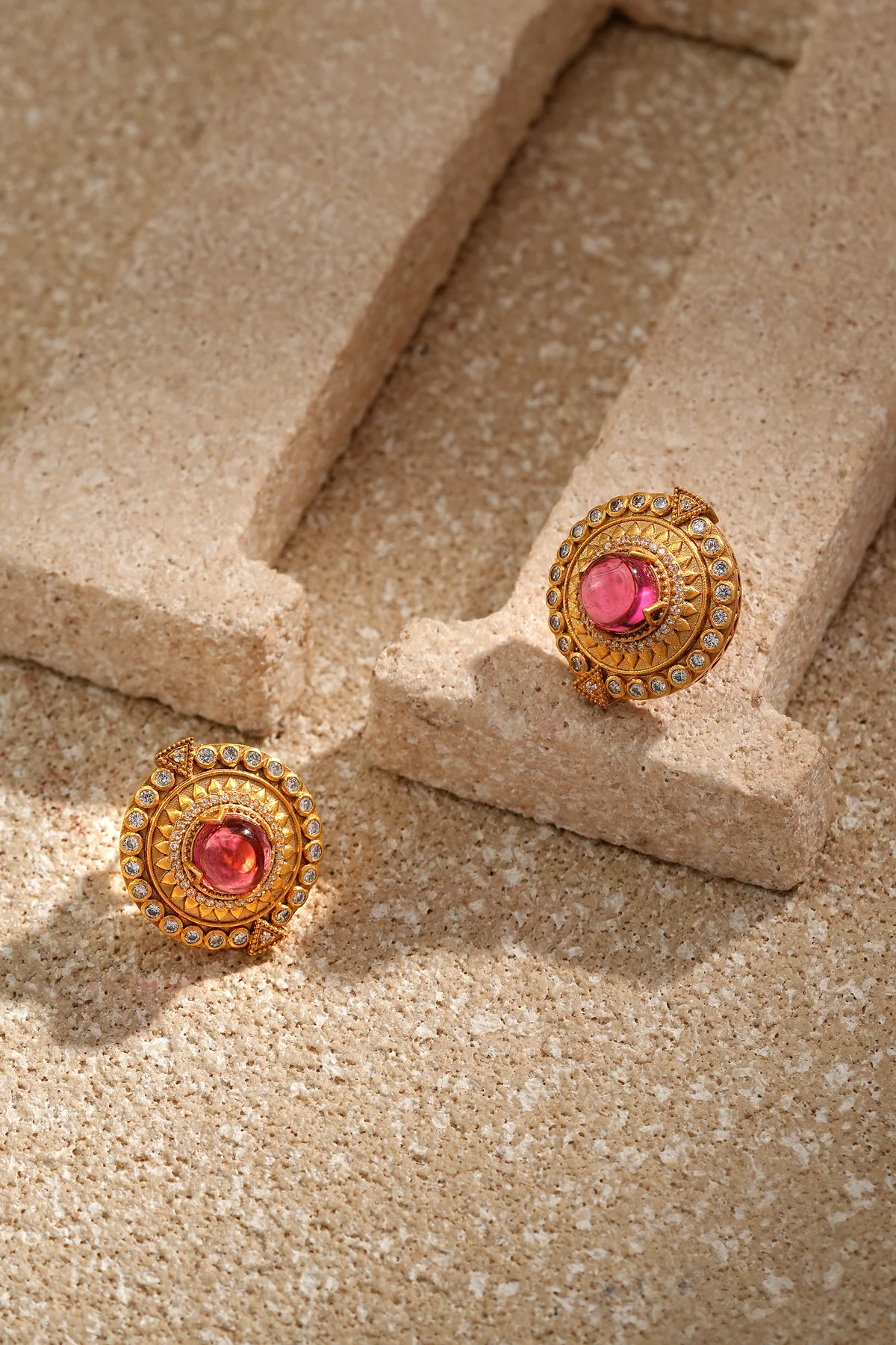 Emerald Cabochon Round Studs - Image 3