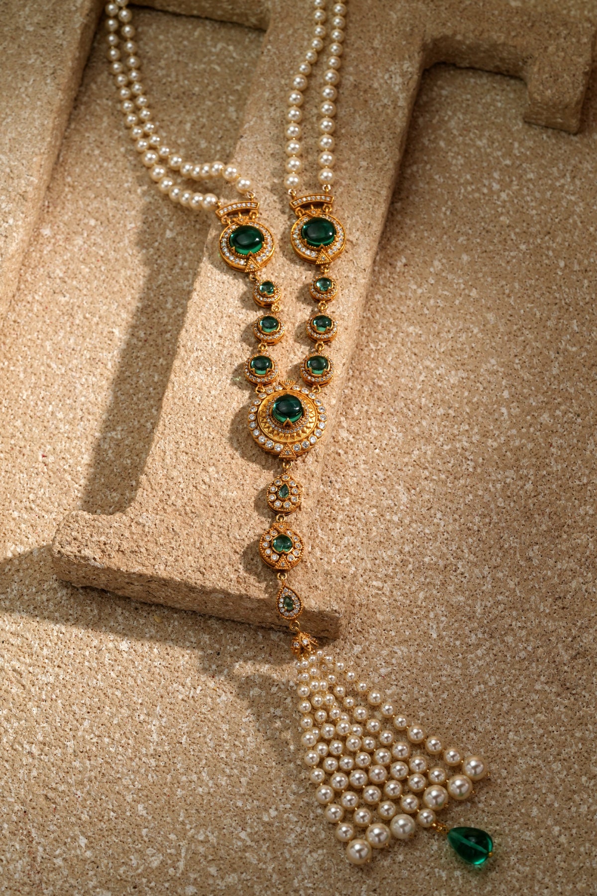 Emerald Silver Long Necklace - Image 5