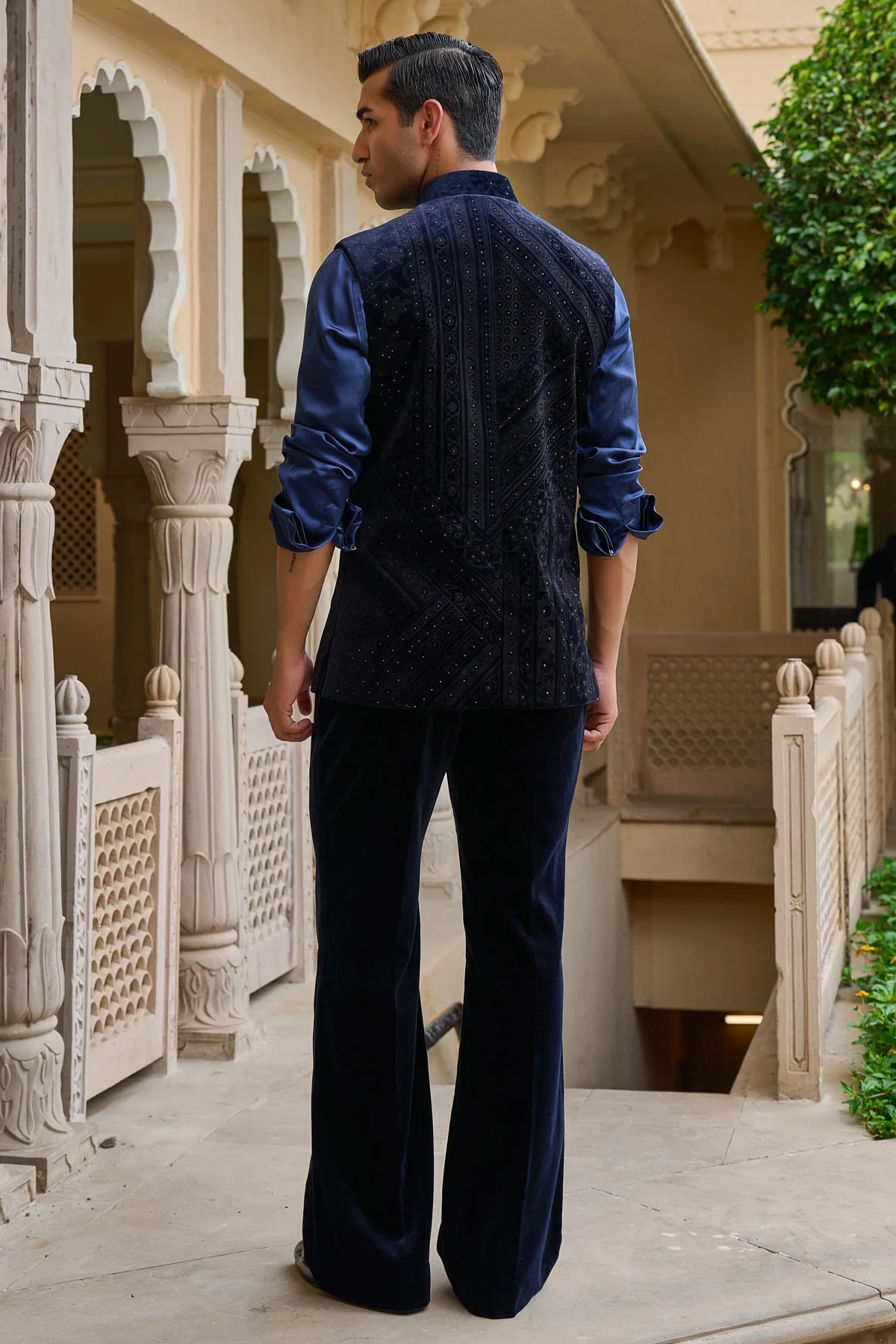 Etched Waistcoat Set with Velvet Trousers - Image 3