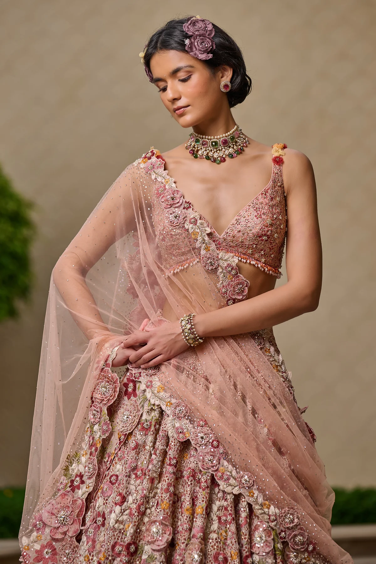 Floral Embroidered Lehenga - Image 3
