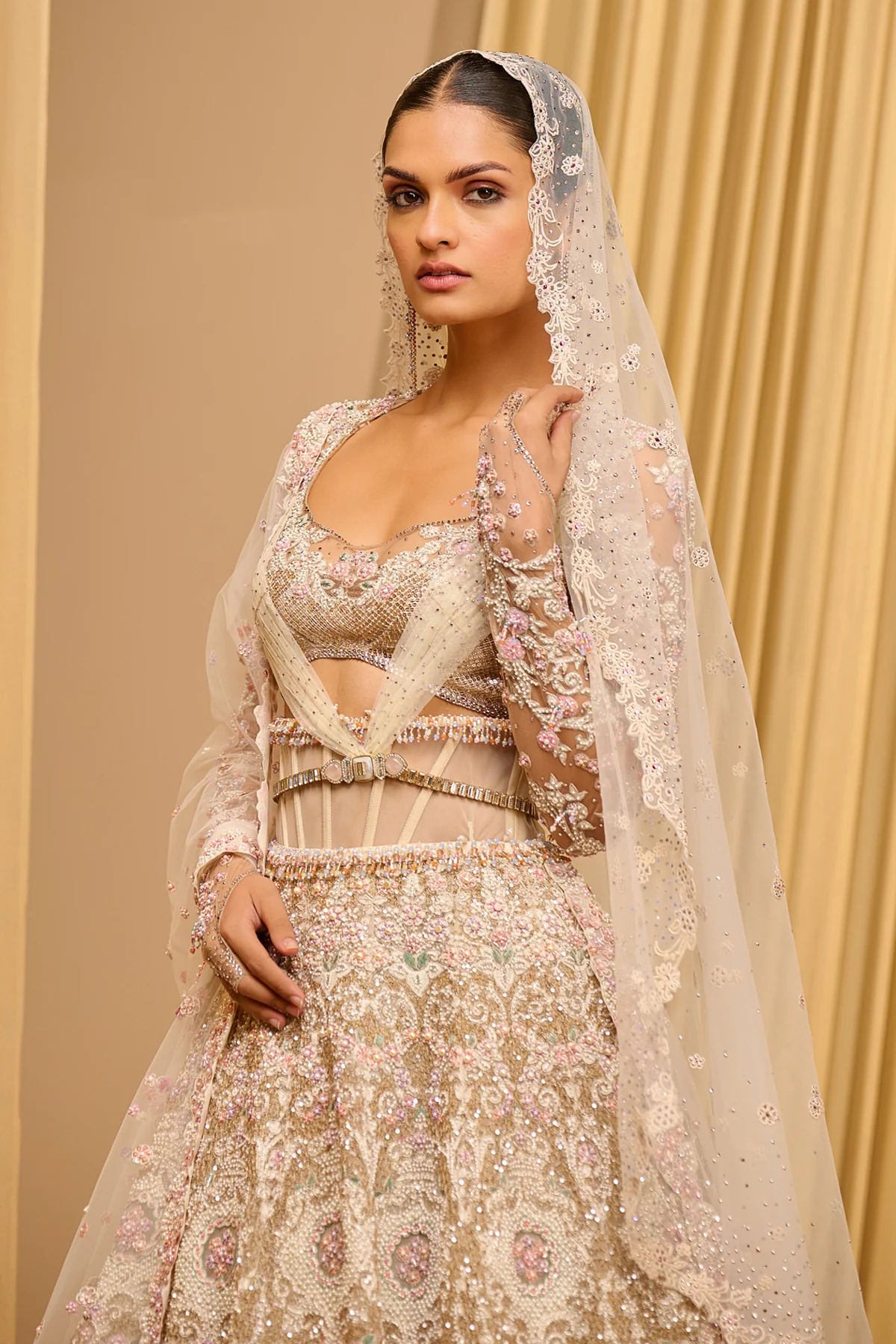 Floral Hand Embroidered Lehenga - Image 2