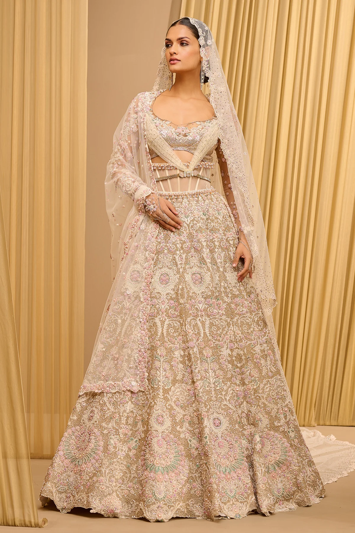 Floral Hand Embroidered Lehenga - Image 3