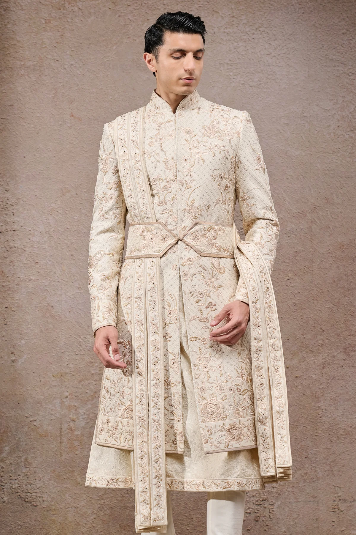 Floral Jaal Embroidered Sherwani Set - Image 2