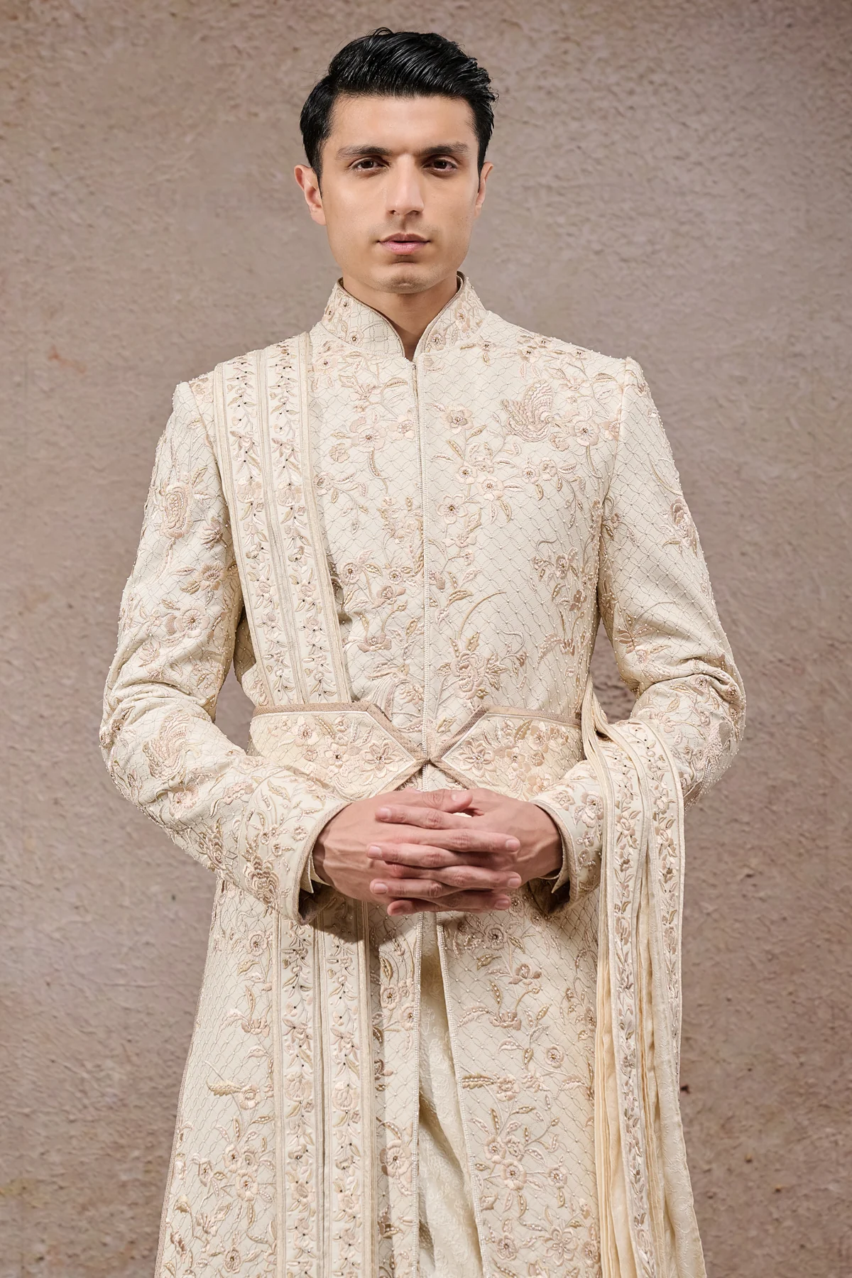 Floral Jaal Embroidered Sherwani Set - Image 3
