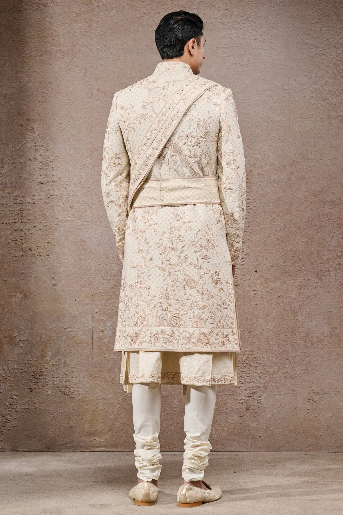 Floral Jaal Embroidered Sherwani Set - Image 4