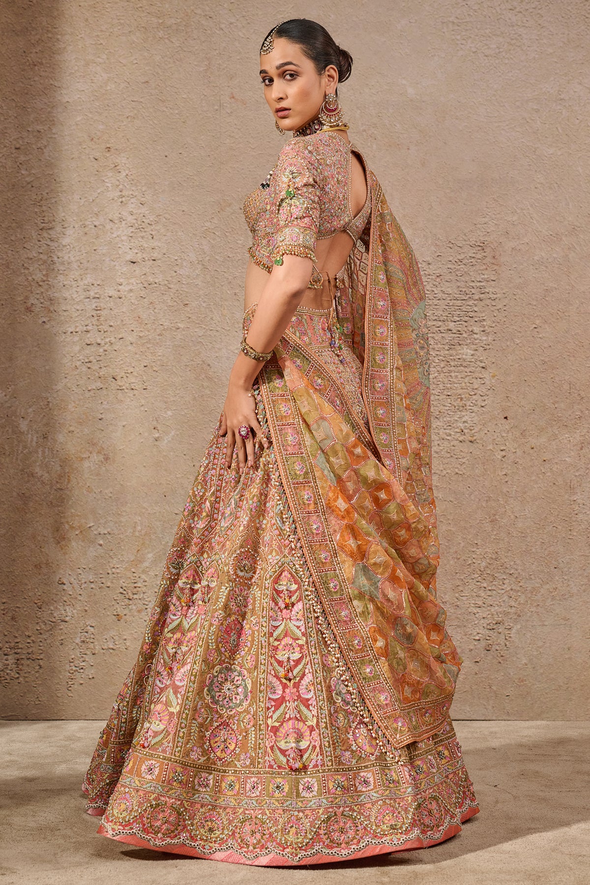 Floral Motif Aari Bridal Lehenga - Image 2