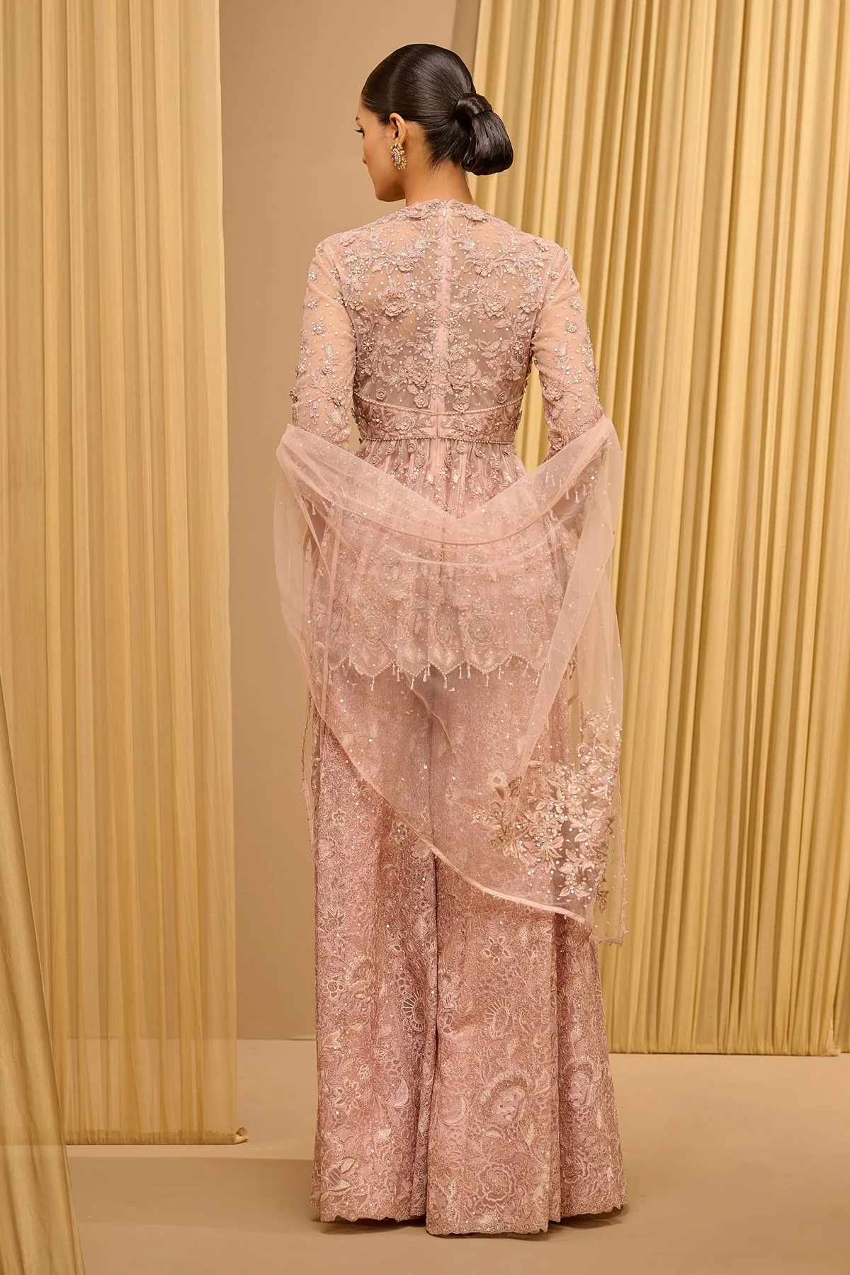 Floral Motif Peplum Sharara - Image 4