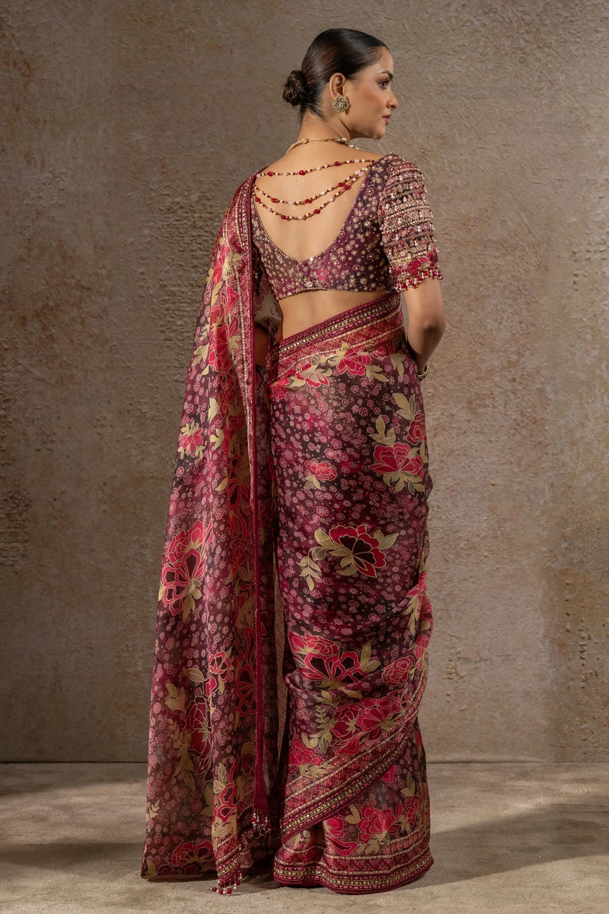 Floral Organza Saree - Image 6