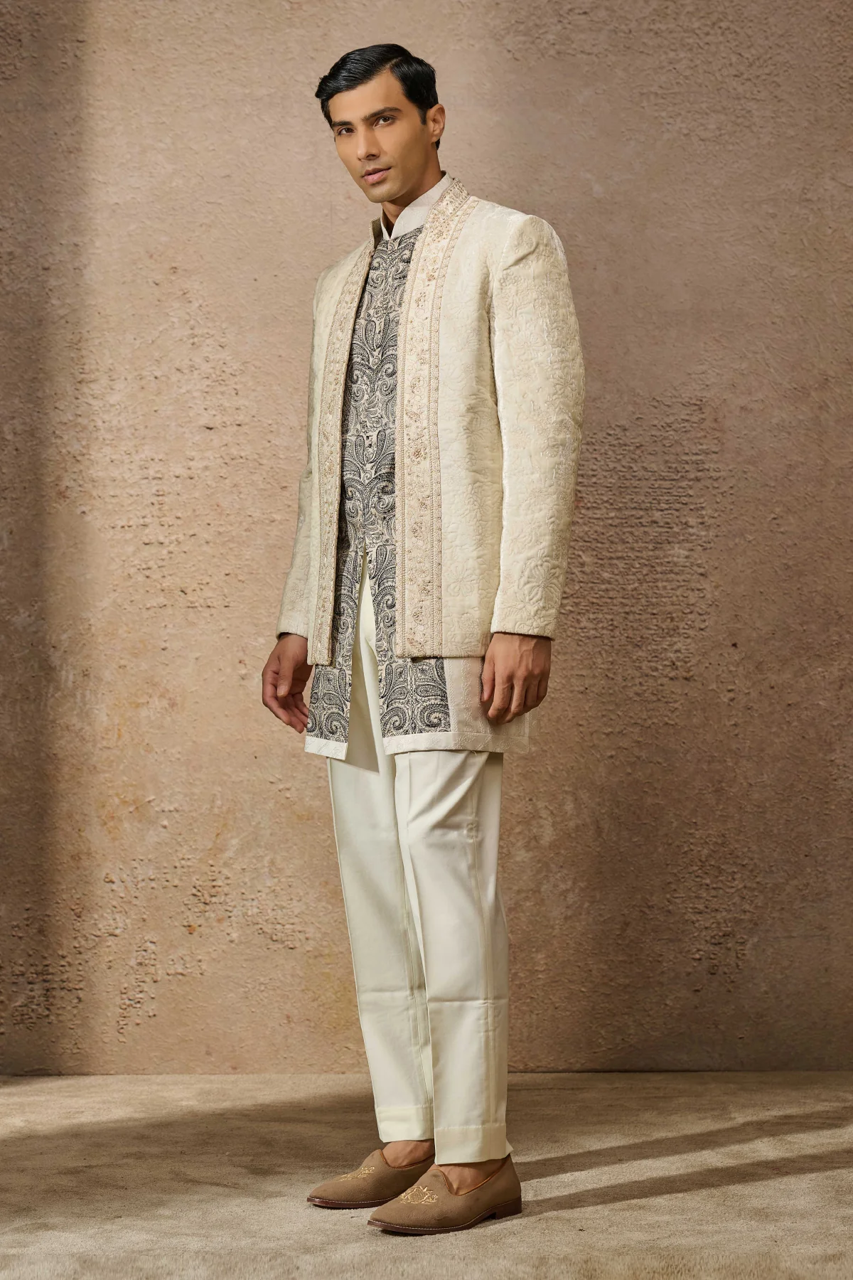 Front Open Floral Bandgala Set - Image 2