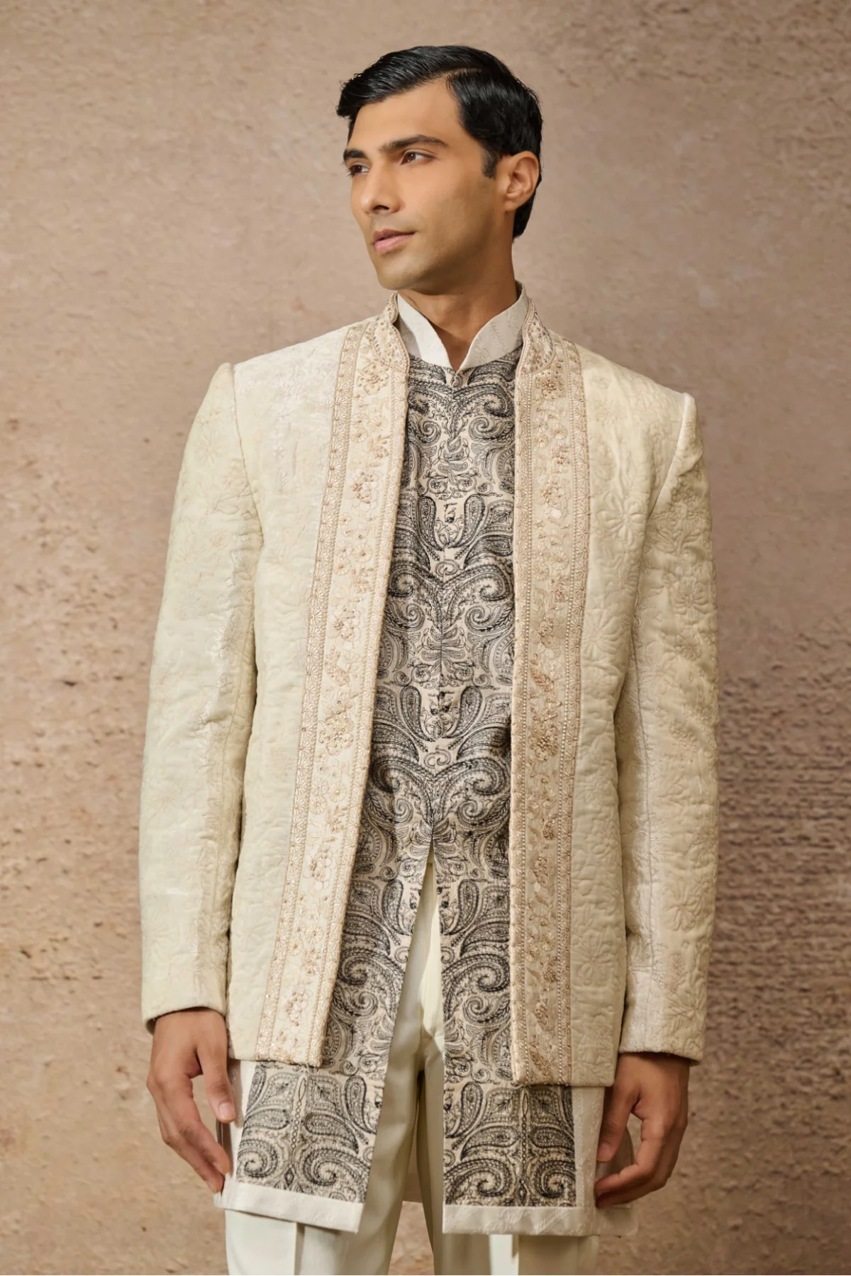 Front Open Floral Bandgala Set - Image 3