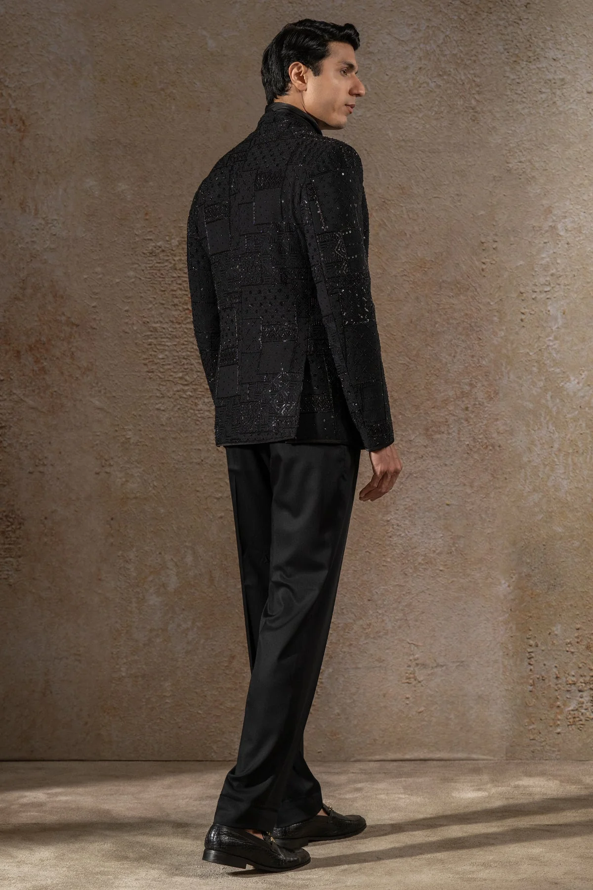 Geometric Embroidered Bandhgala Set - Image 5