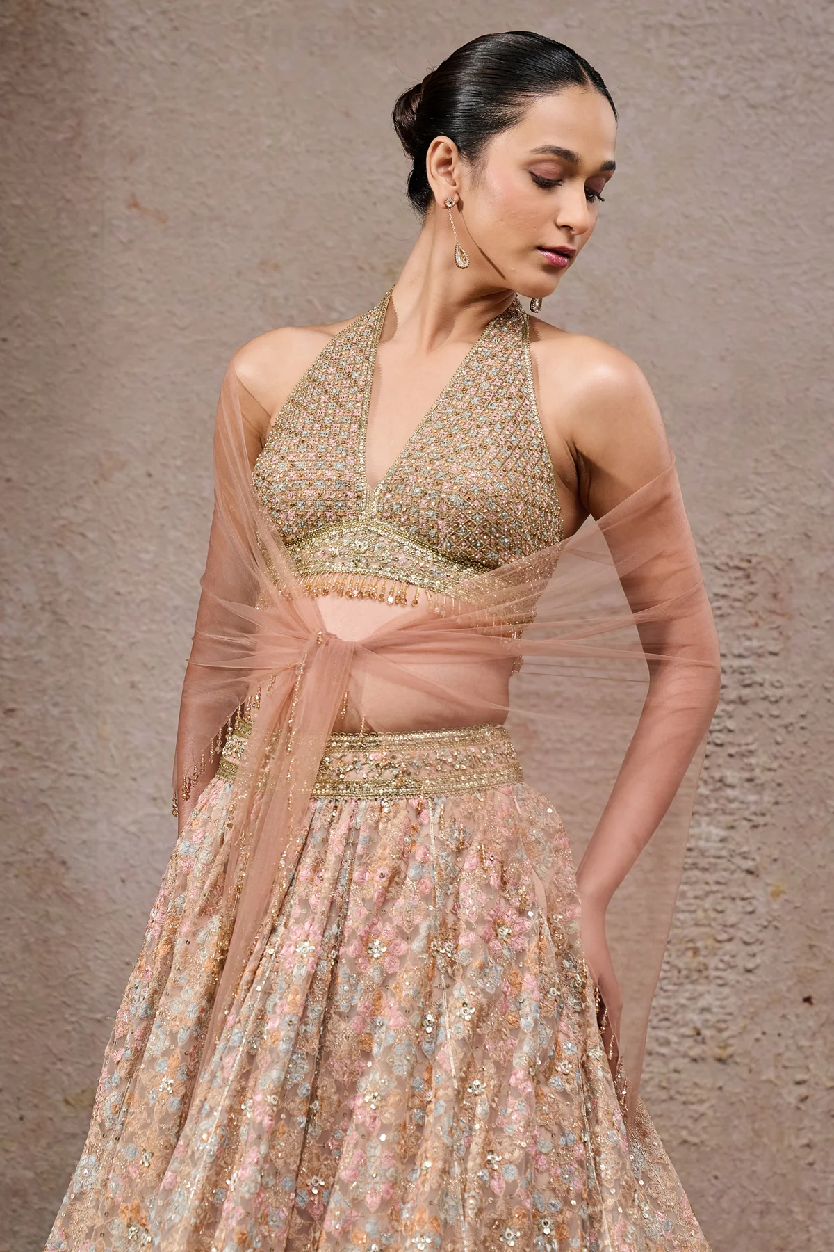 Geometric Embroidered Lehenga - Image 3