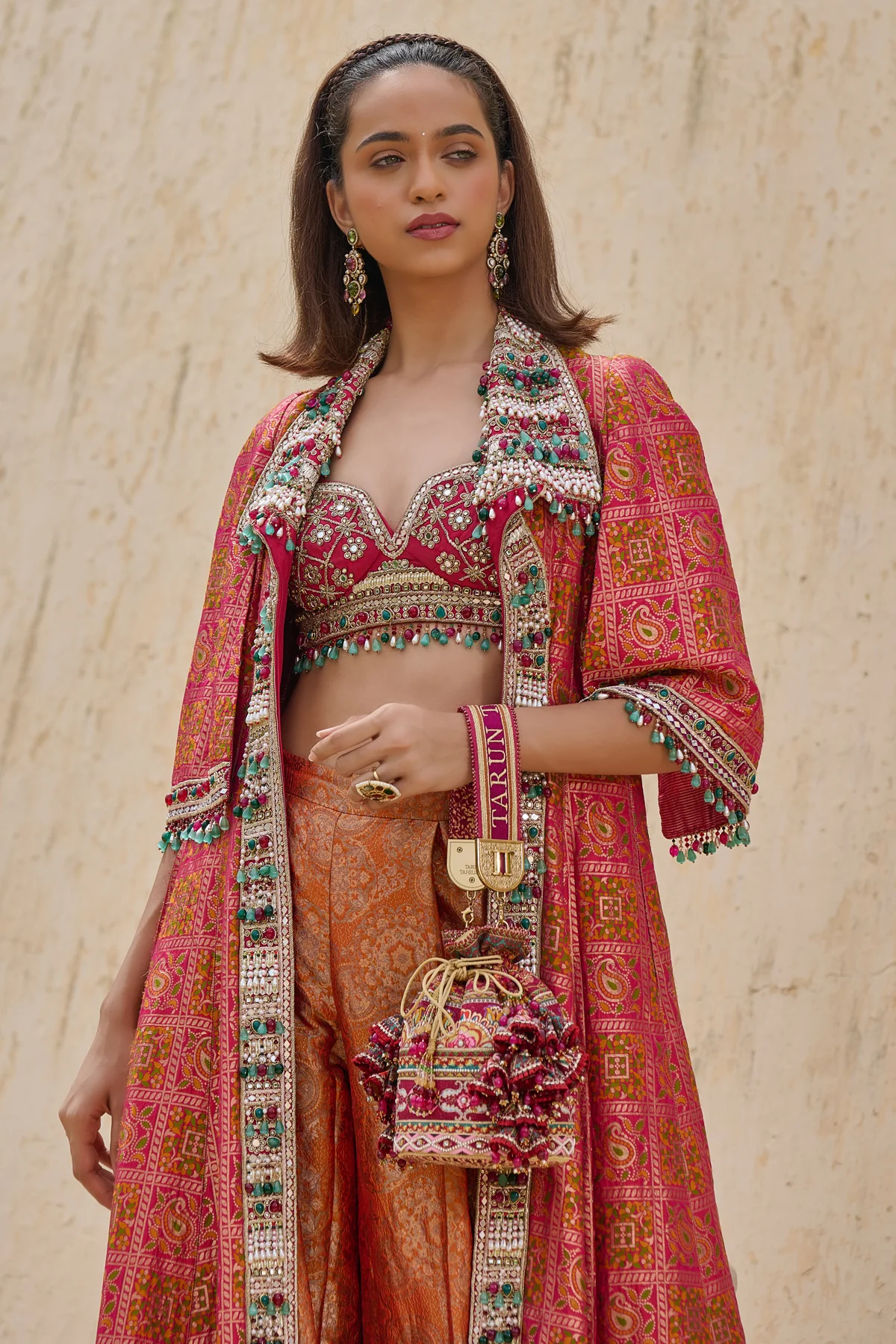 Gharchola Embroidered Jacket Set - Image 3
