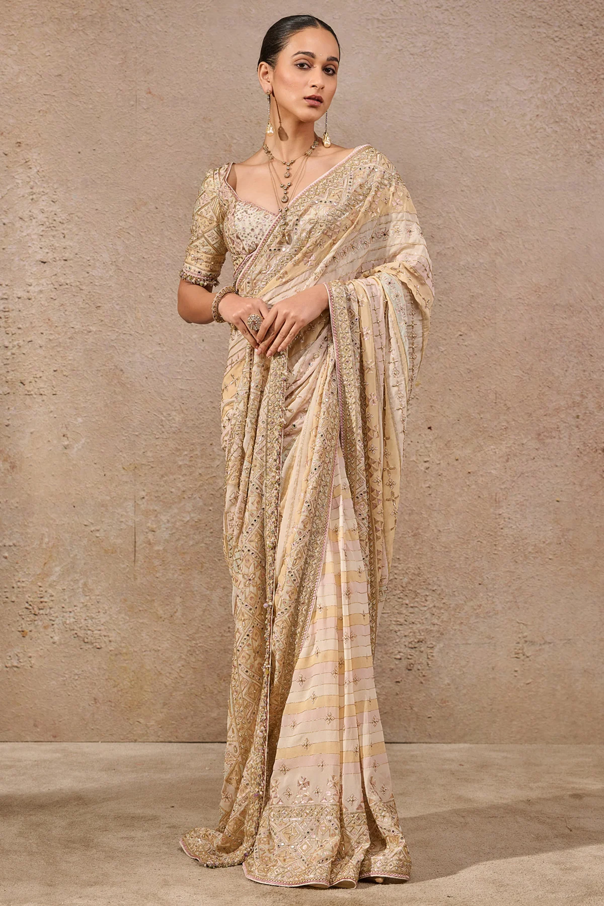 Hand Embroidered Mirror Work Saree