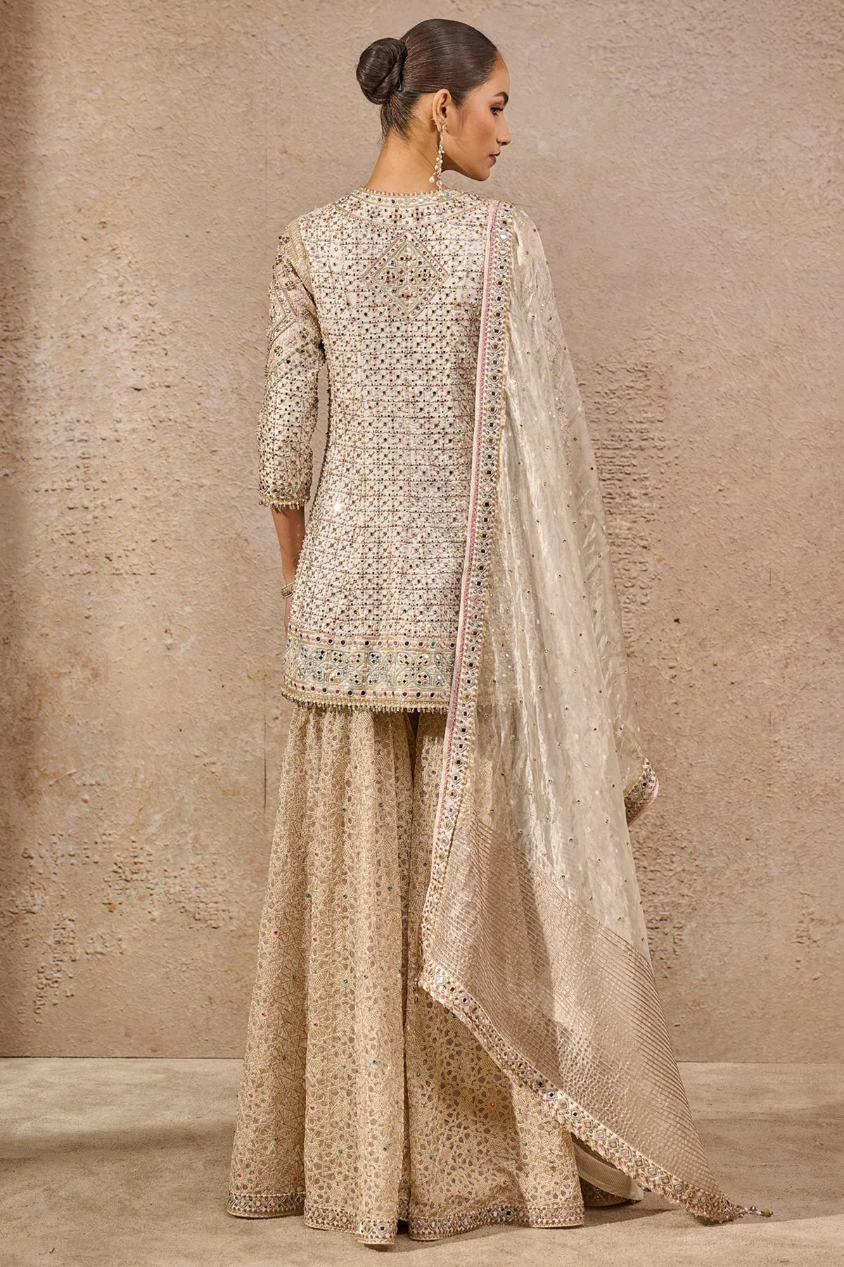 Hand Embroidered Mirror Work Sharara Set - Image 4