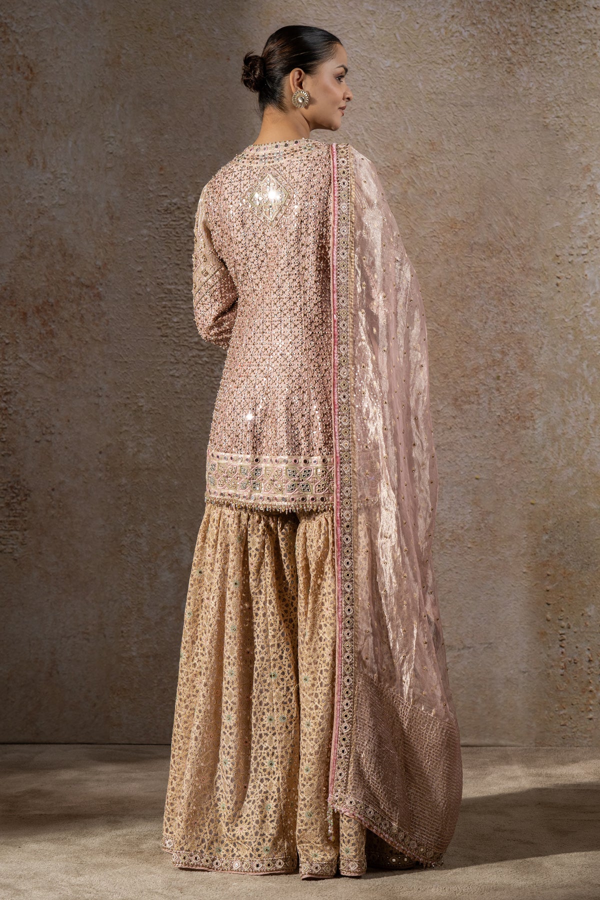 Hand Embroidered Mirror Work Sharara Set - Image 4