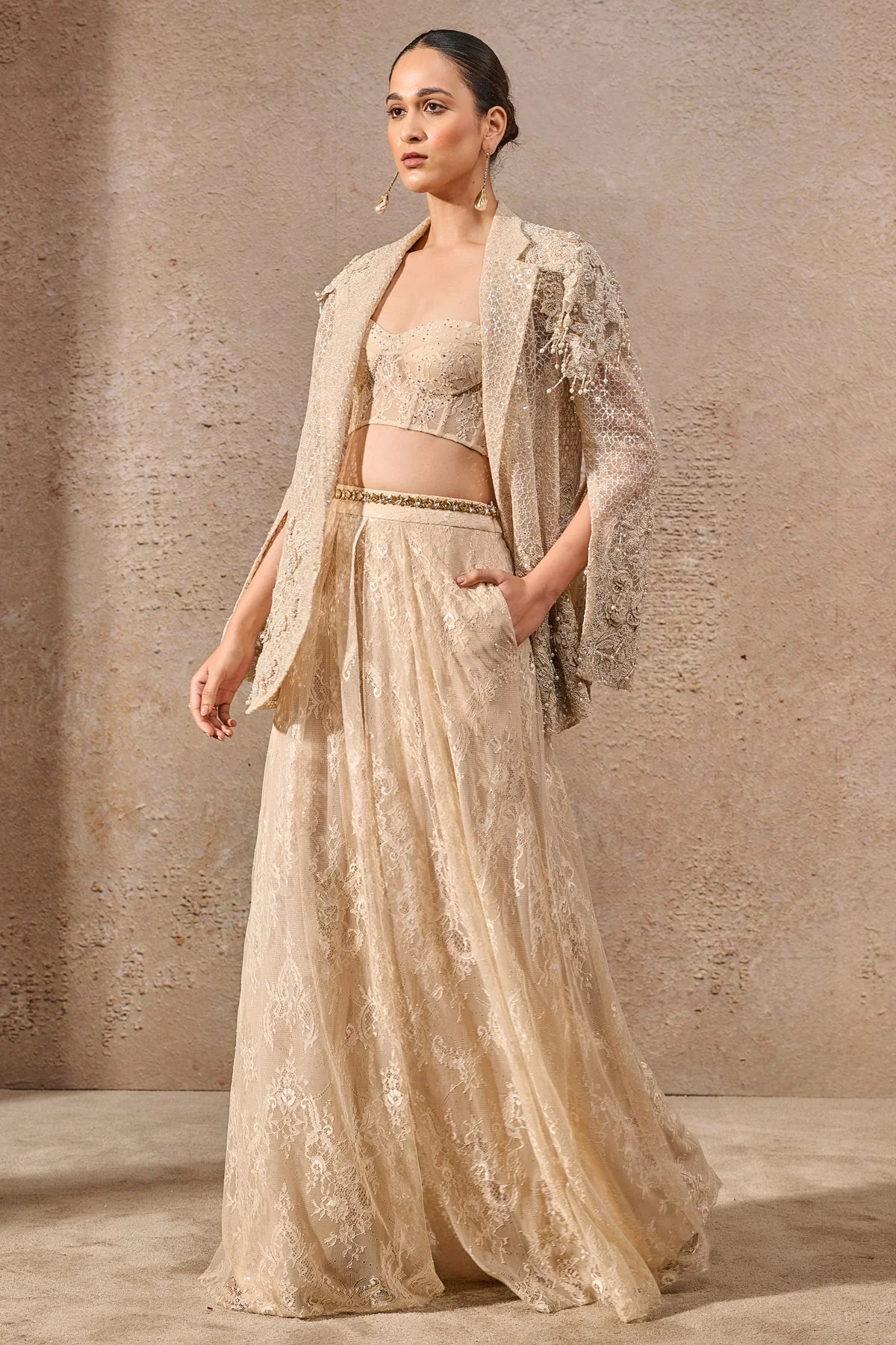 Hand Embroidered Sheer Jacket Co Ord Set - Image 3