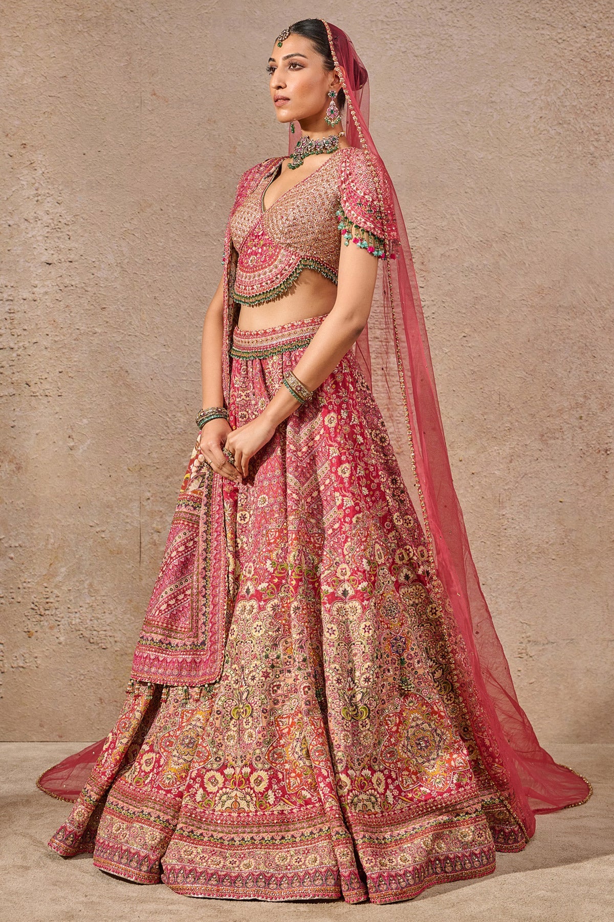 Kashida Embroidered Bridal Lehenga - Image 4