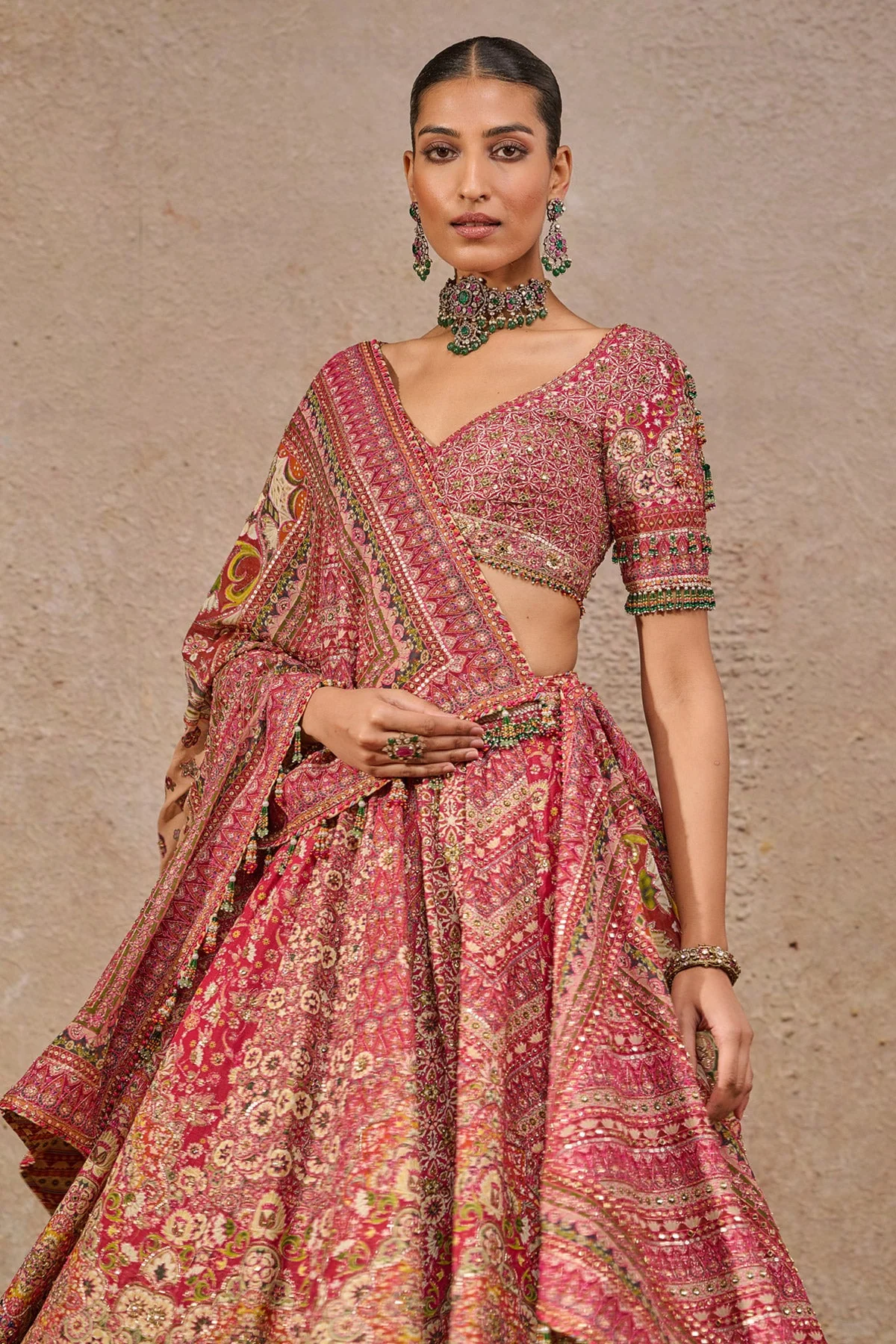 Kashida Embroidered Bridal Lehenga - Image 3