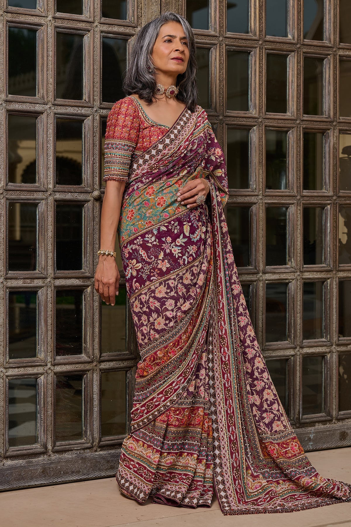 Kashida Embroidered Saree - Image 2