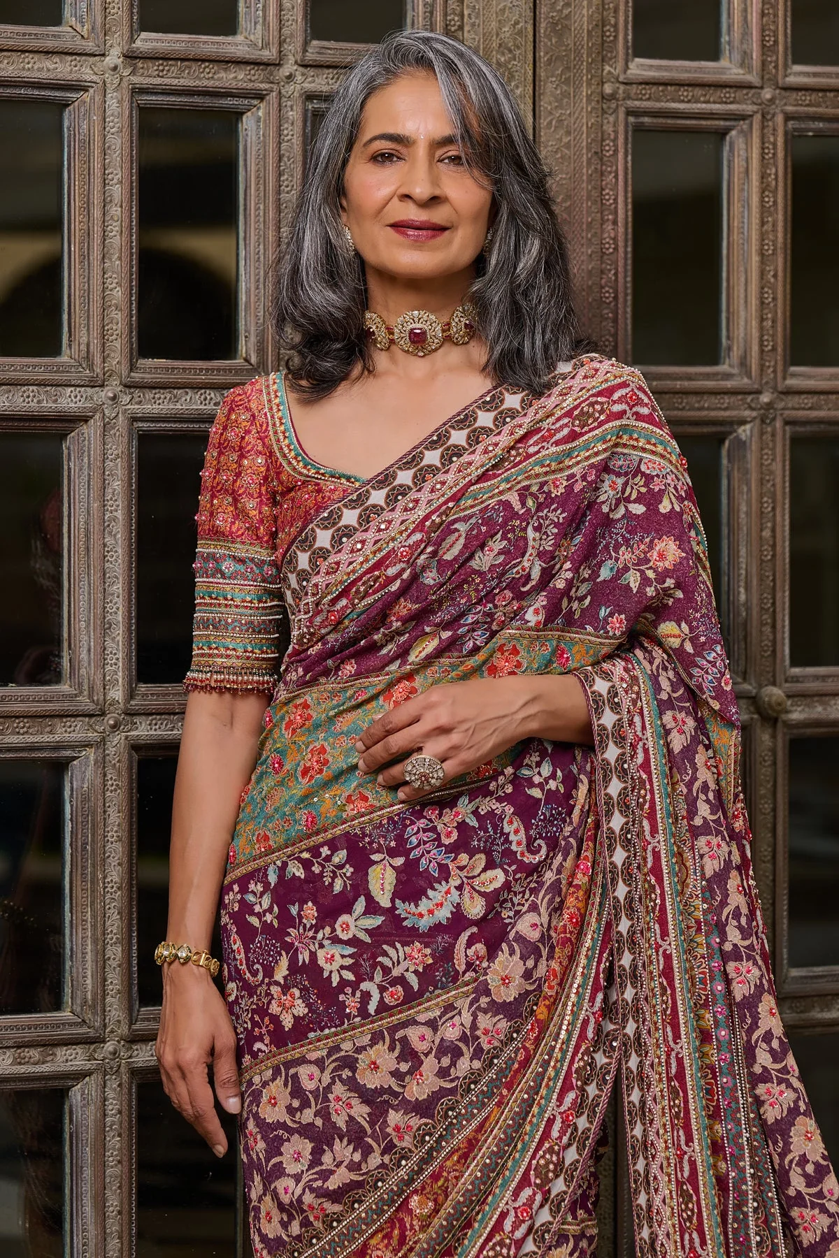 Kashida Embroidered Saree - Image 3