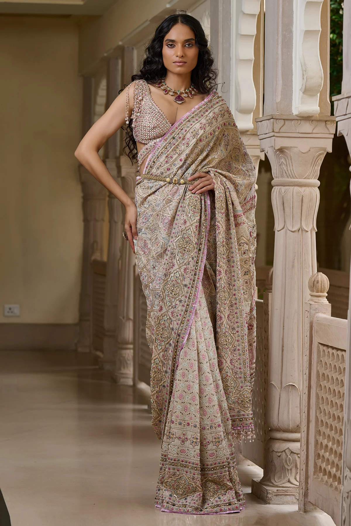 Kashida Embroidered Saree - Image 2