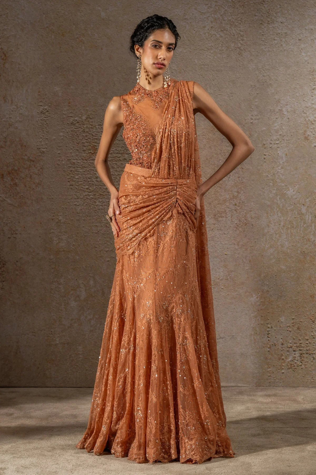 Lace Concept Saree with Cape - Image 6