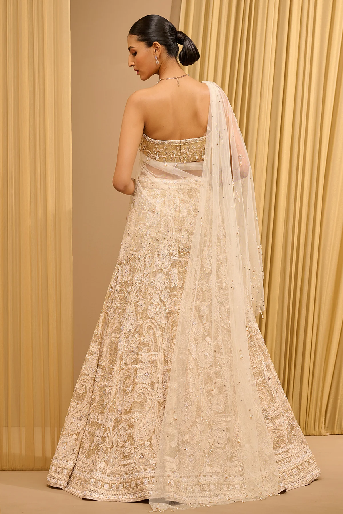Lace Embroidered Paisley Lehenga - Image 3
