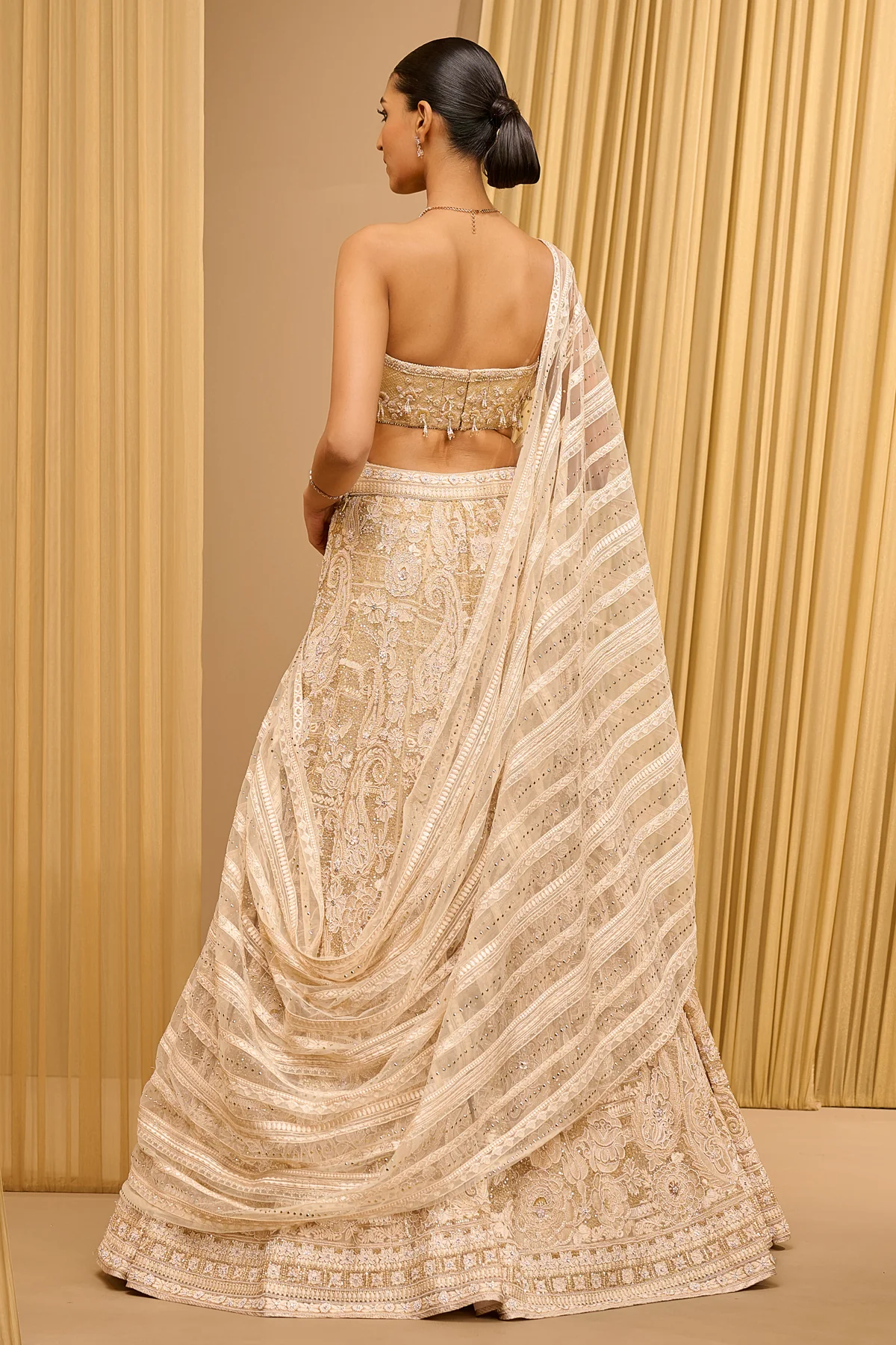 Lace Embroidered Paisley Lehenga - Image 4