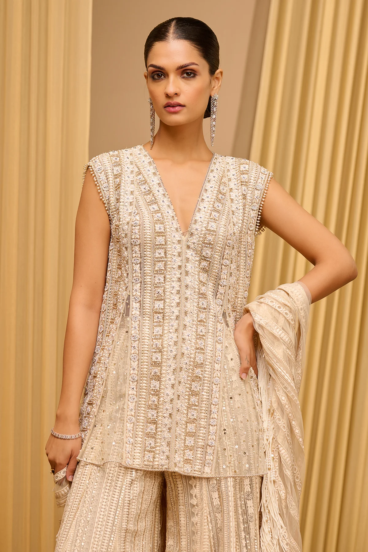 Lace Embroidered Paisley Sharara - Image 4
