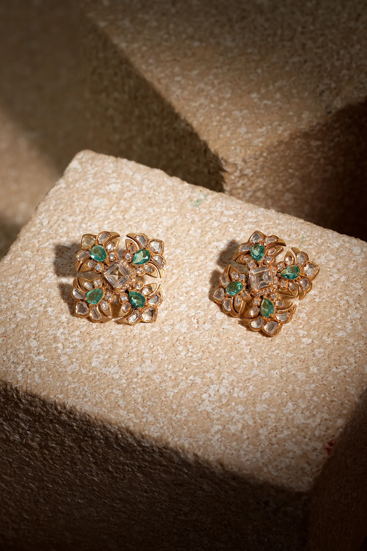 Lotus Emerald Studs - Image 2
