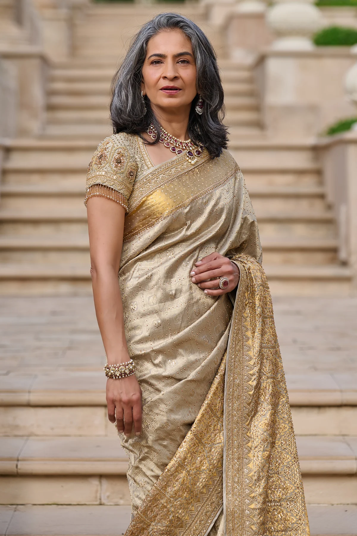 Marori Embroidered Kanjivaram Saree - Image 3