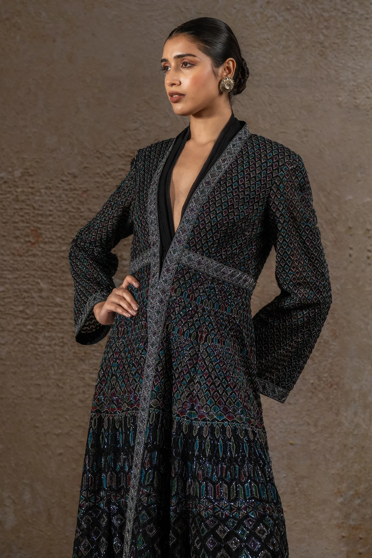 Mosaic Sequin Jacket with Draped Dress - Image 2