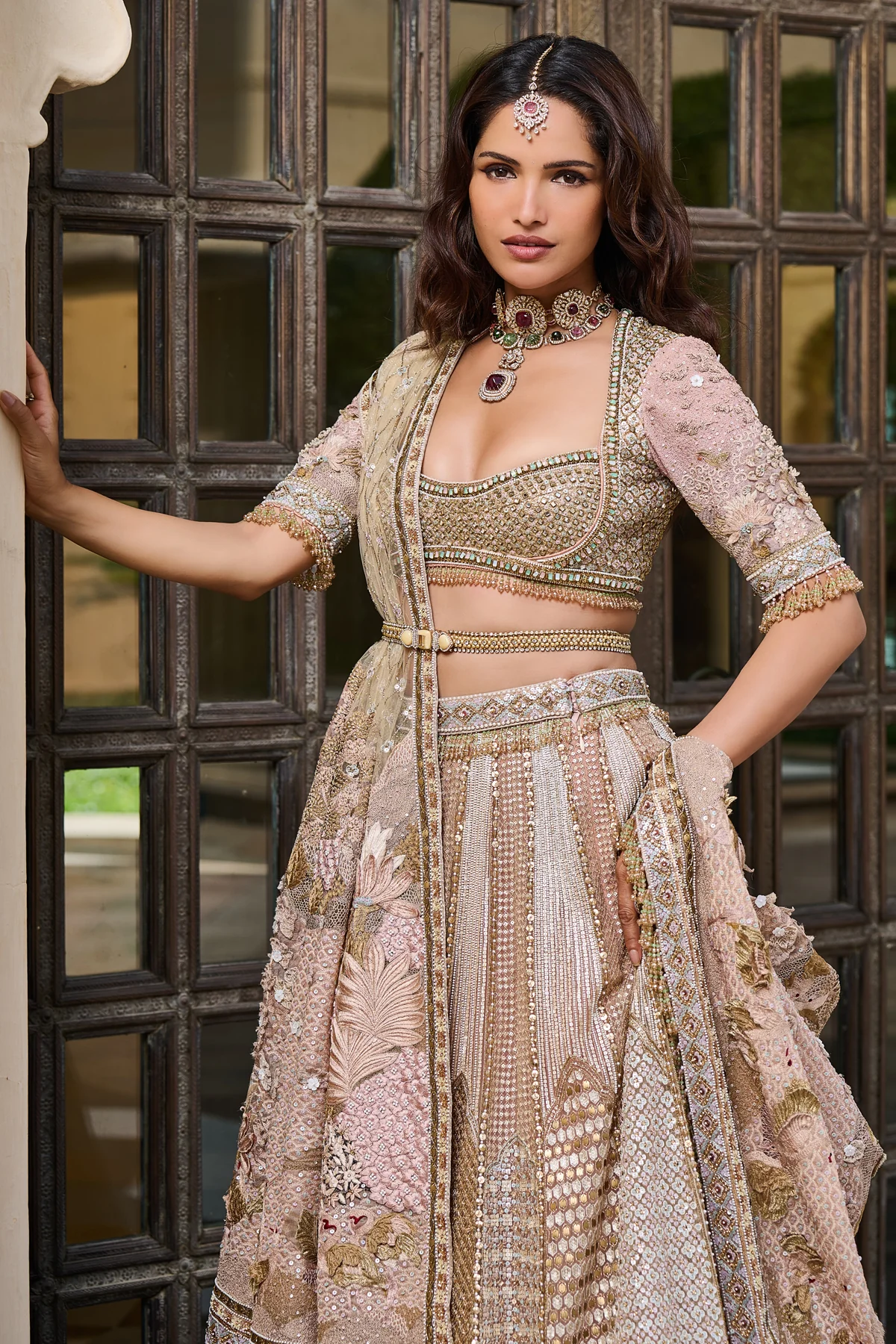 Mughal Jaal Sequin Embroidered Lehenga - Image 2
