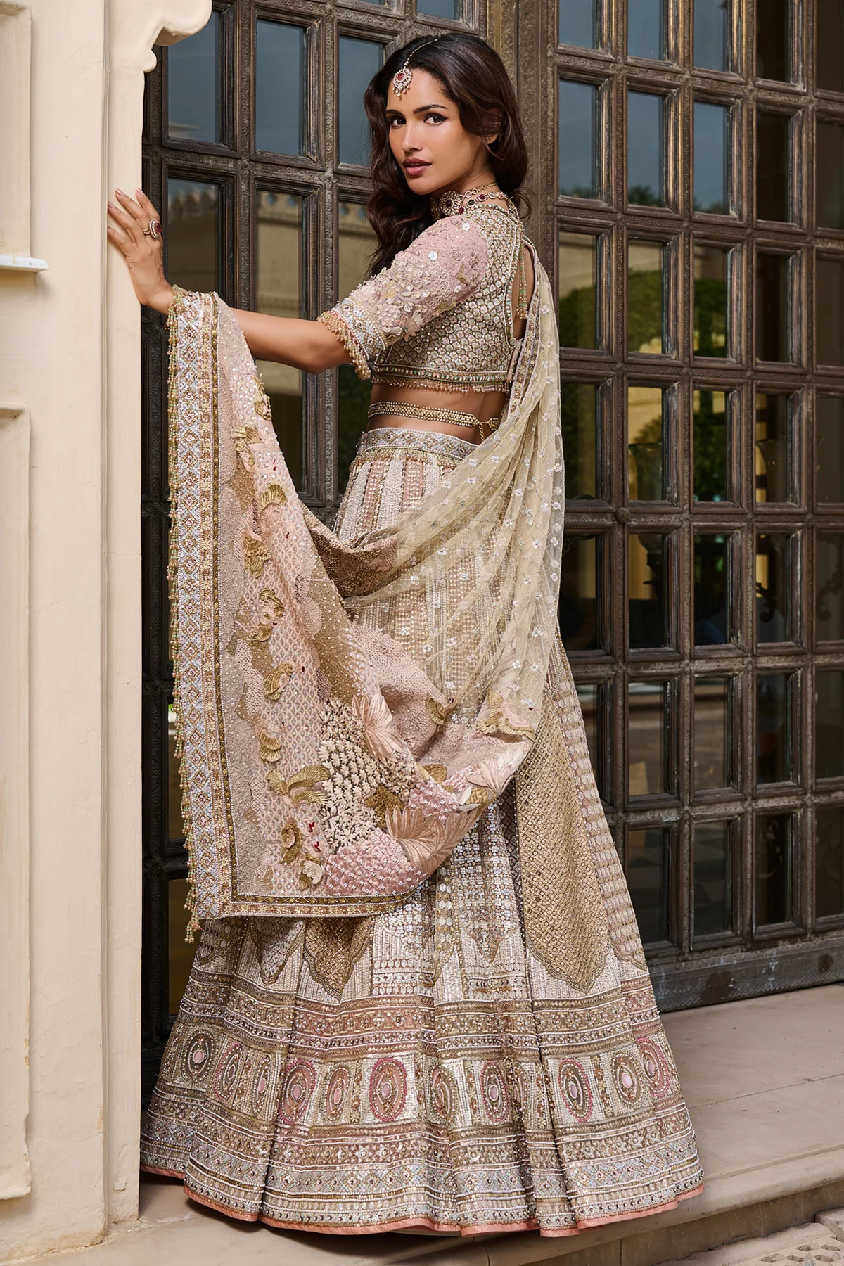 Mughal Jaal Sequin Embroidered Lehenga - Image 4