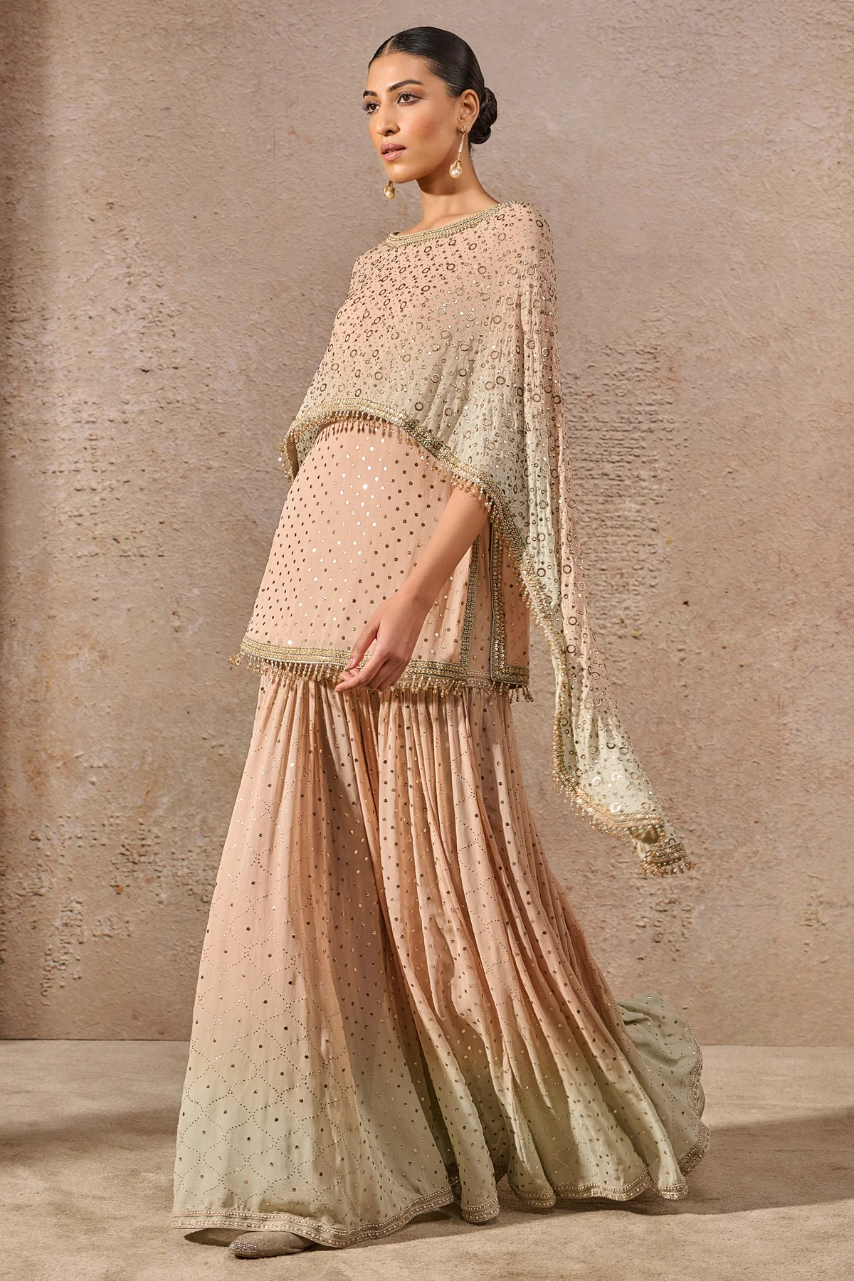 Mukaish Draped Sharara Set - Image 3