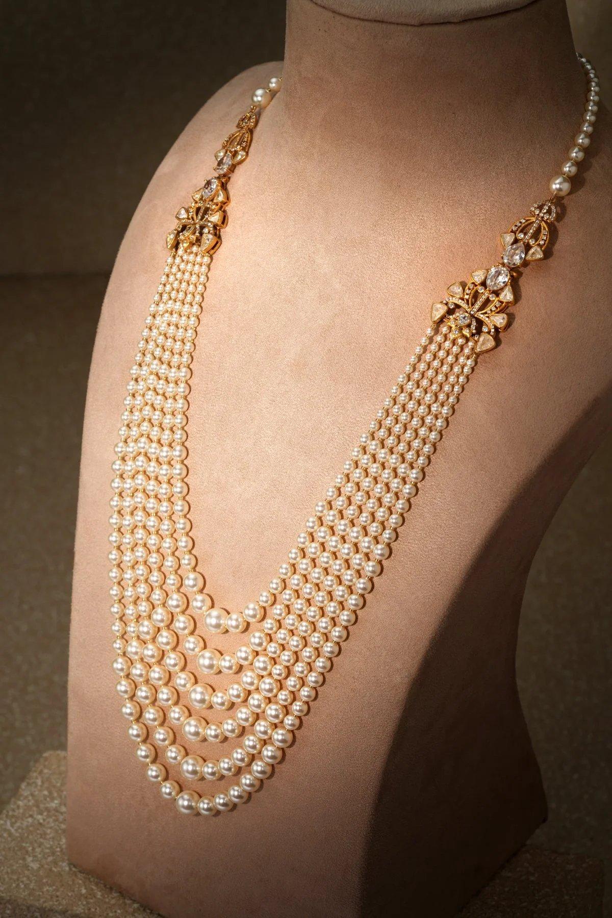 Multi Layered Pearl Long Necklace - Image 3