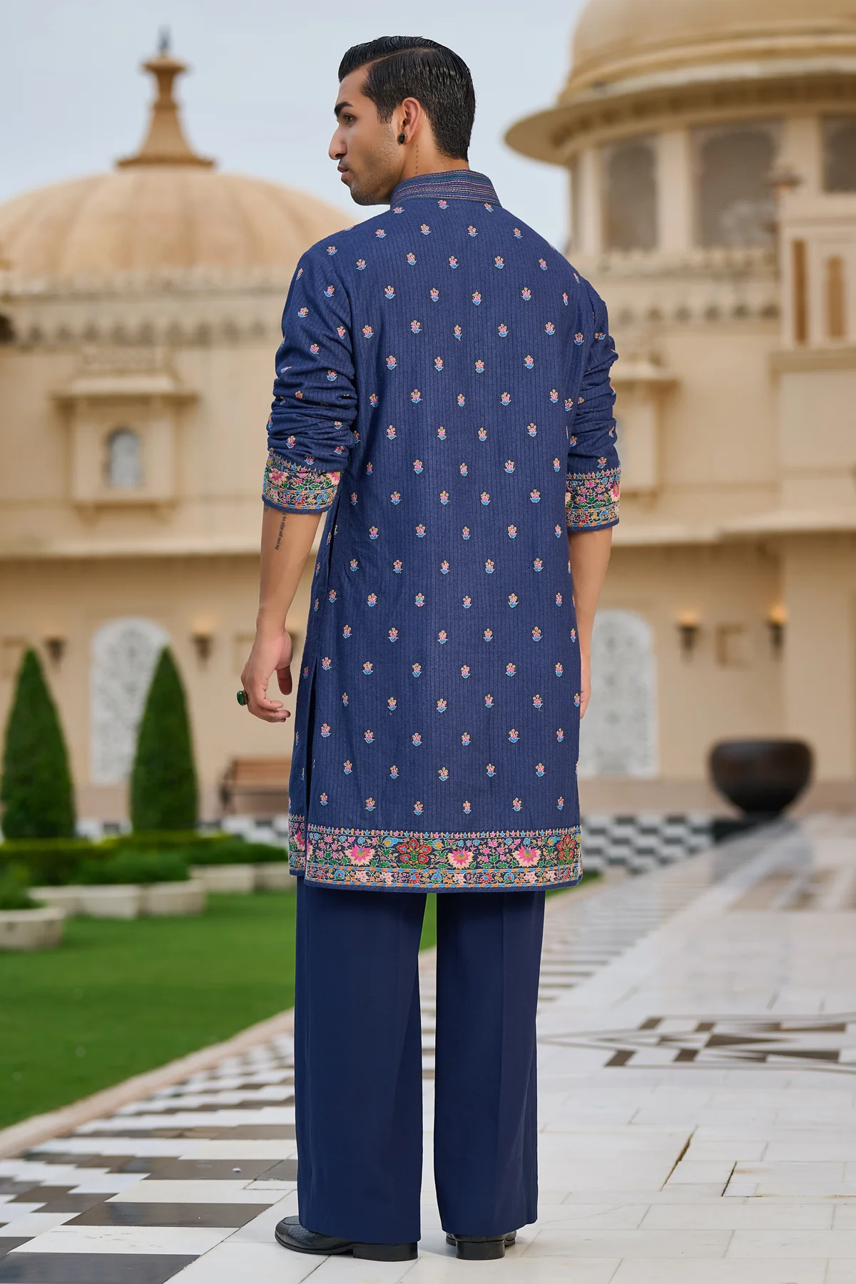 Multicolour Hand-Embroidered Kurta Set - Image 4